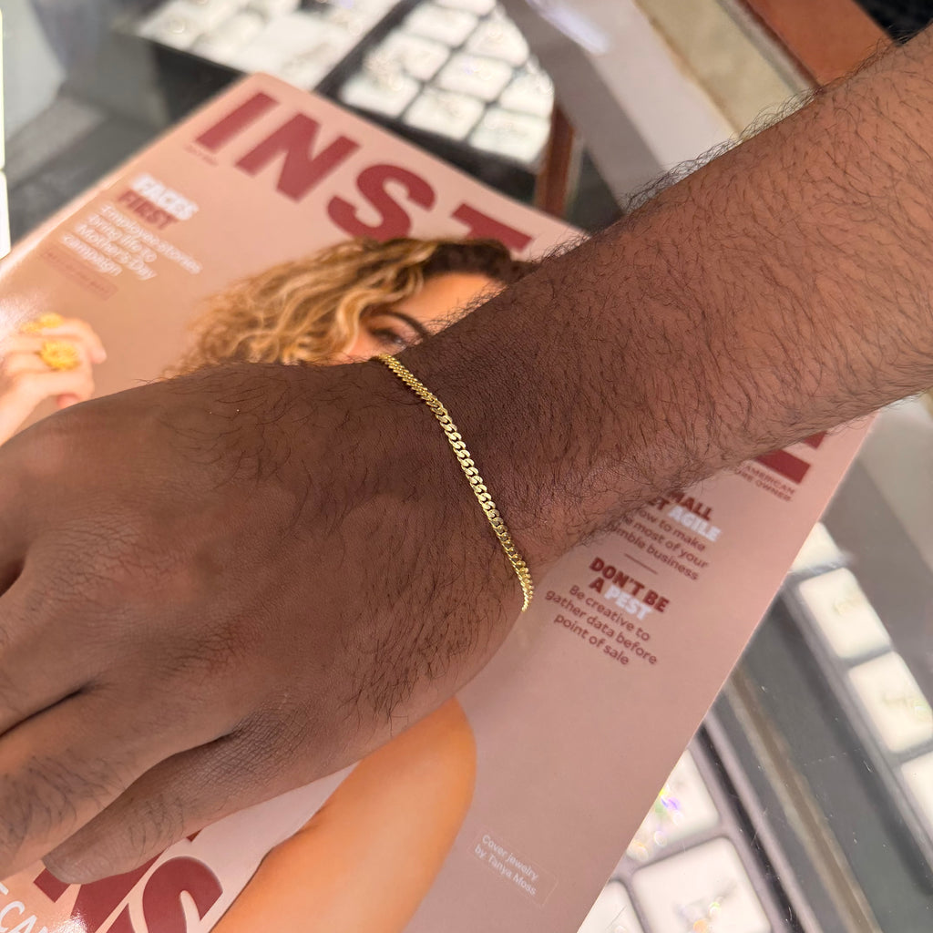 New 10K Yellow Golf Solid Cuban Link Bracelet