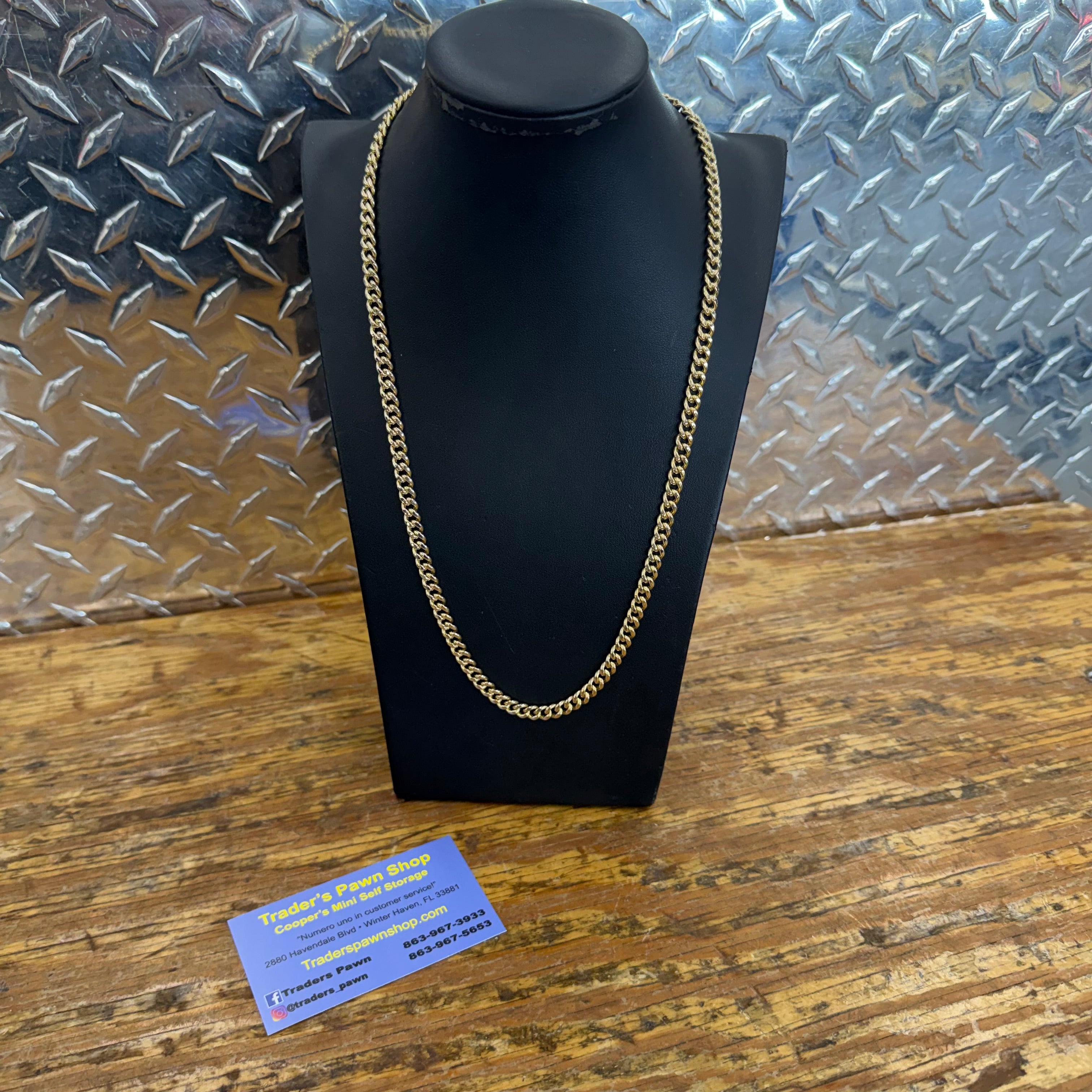 10K Yellow Gold Semi Solid Cuban Necklace