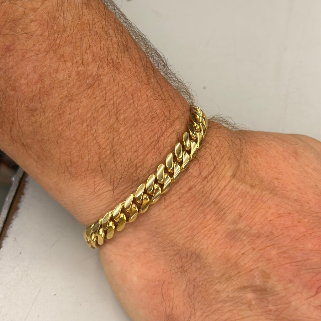 10K Yellow Gold Solid Cuban Link Bracelet