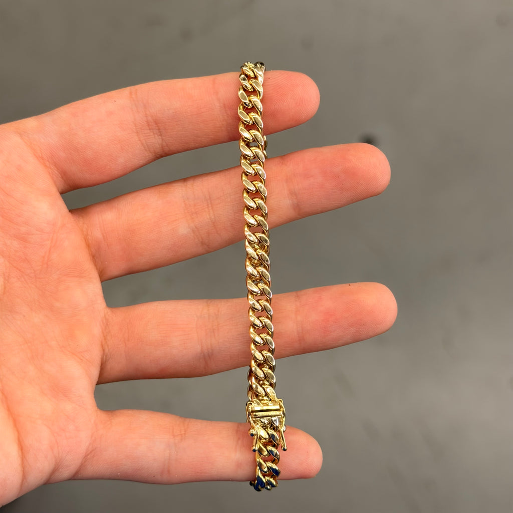 10K Yellow Gold Semi Solid Cuban Link Bracelet