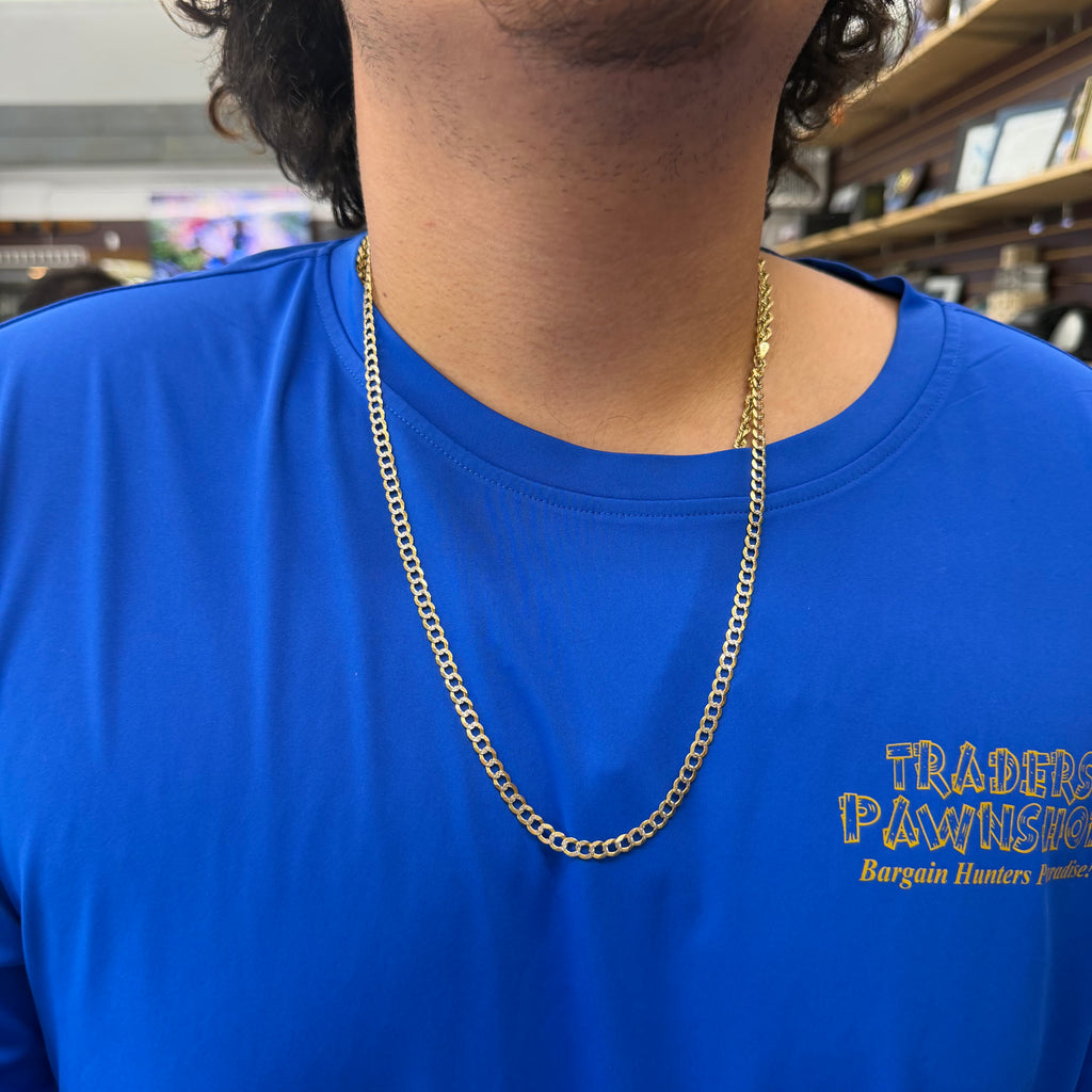14K Yellow Gold Diamond Cut Curblink Necklace