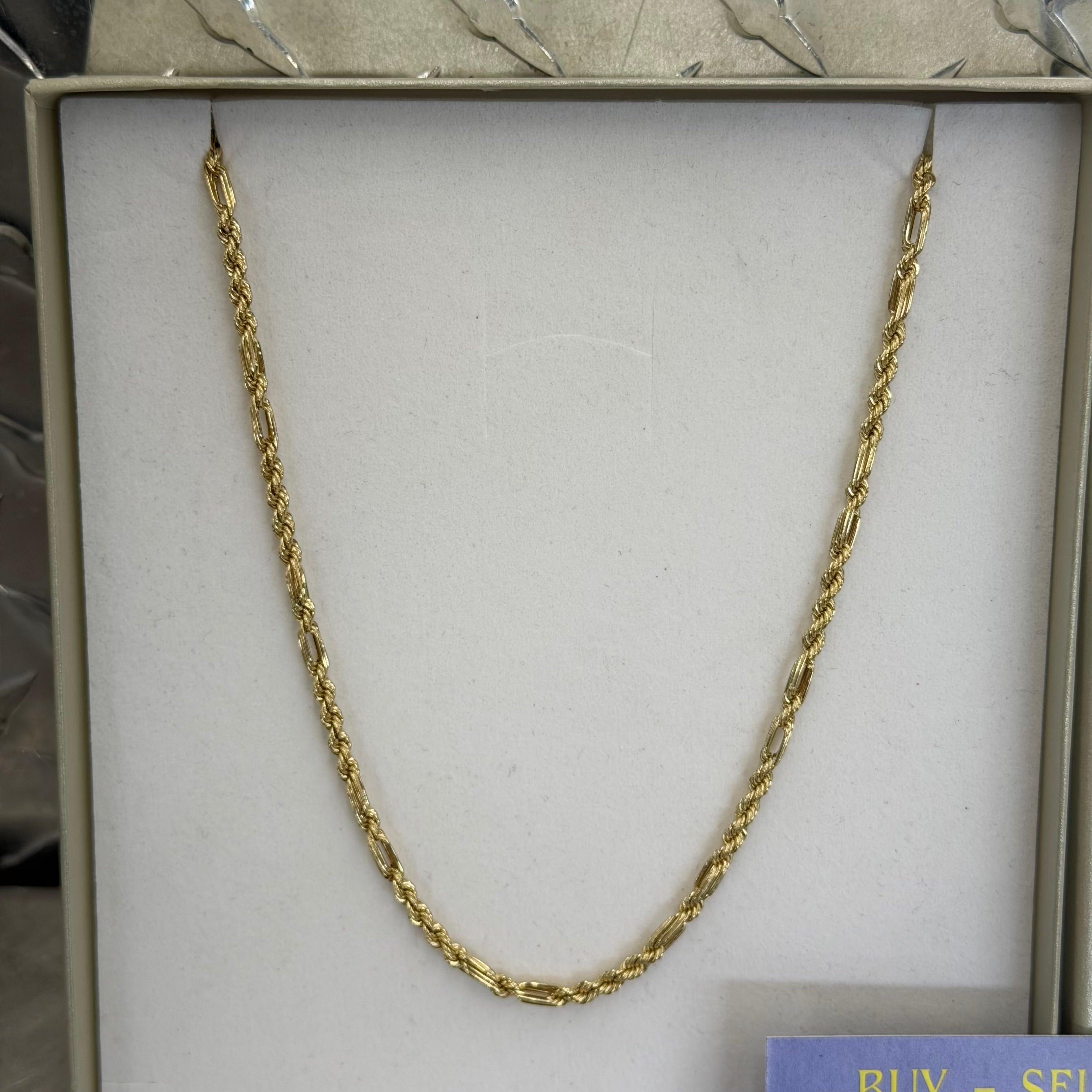 10K Yellow Gold Semi Solid Figarope Necklace