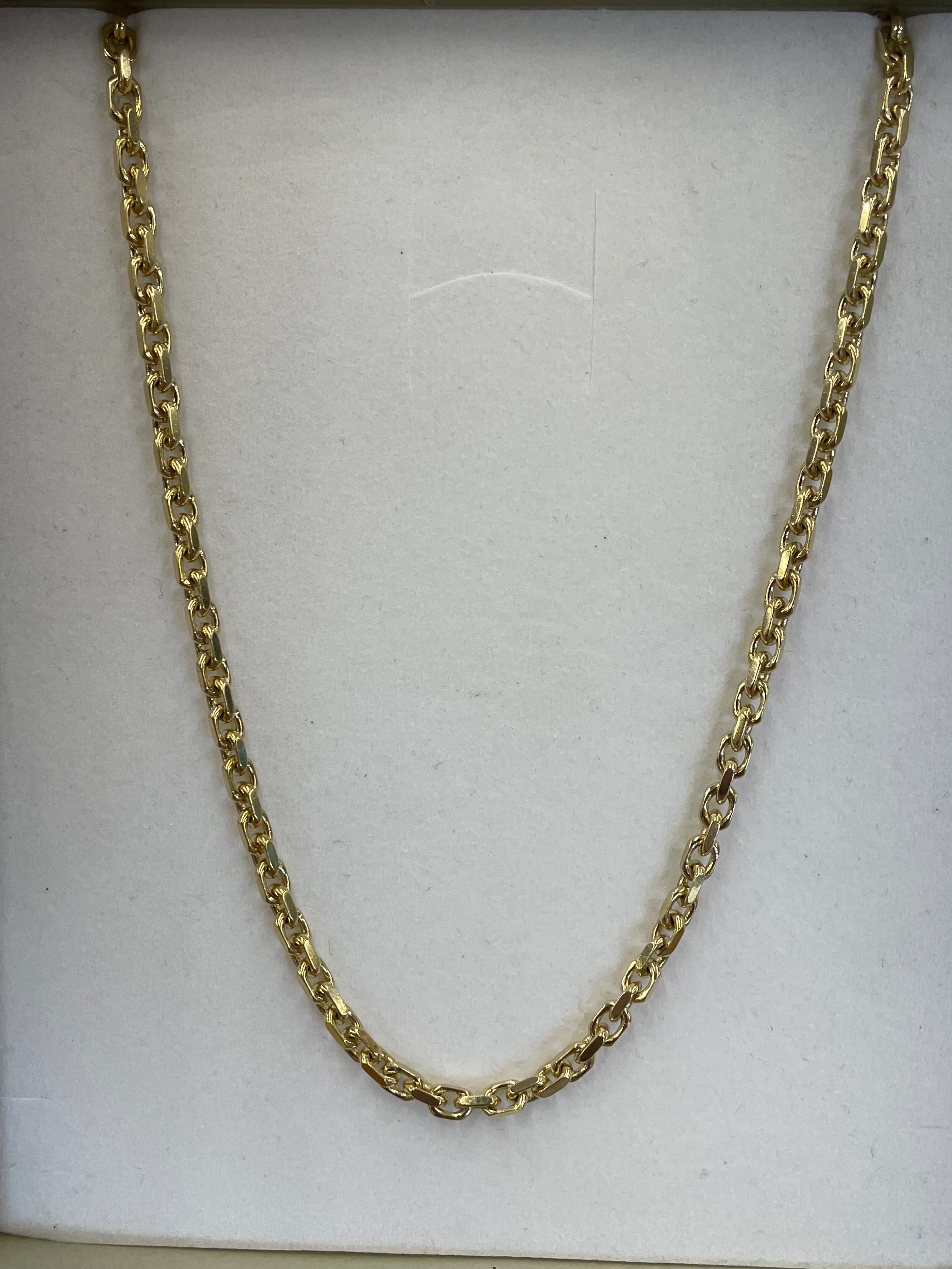 New 10K Yellow Gold Solid Anchor Link Necklace