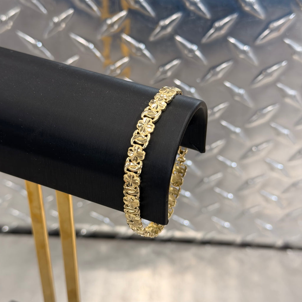 Women’s 10K Yellow Gold Flower Link Bracelet