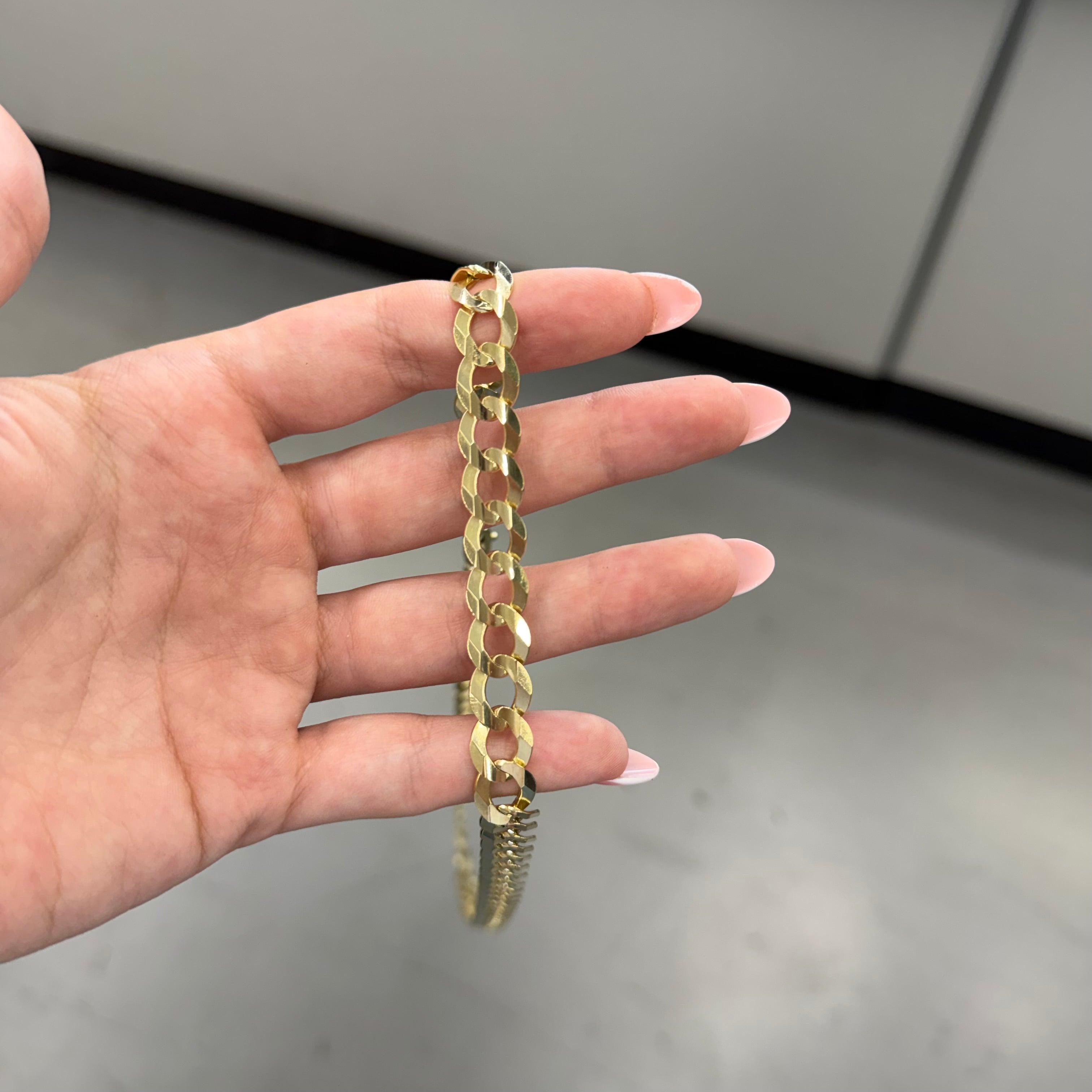 10K Yellow Gold Solid Curb Link Necklace