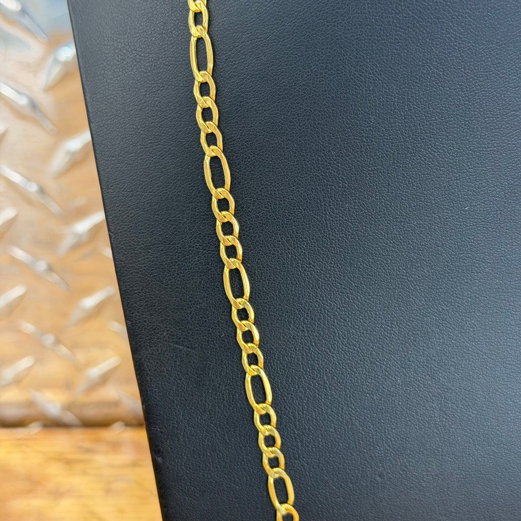 10K Yellow Gold Semi Solid Figaro Necklace