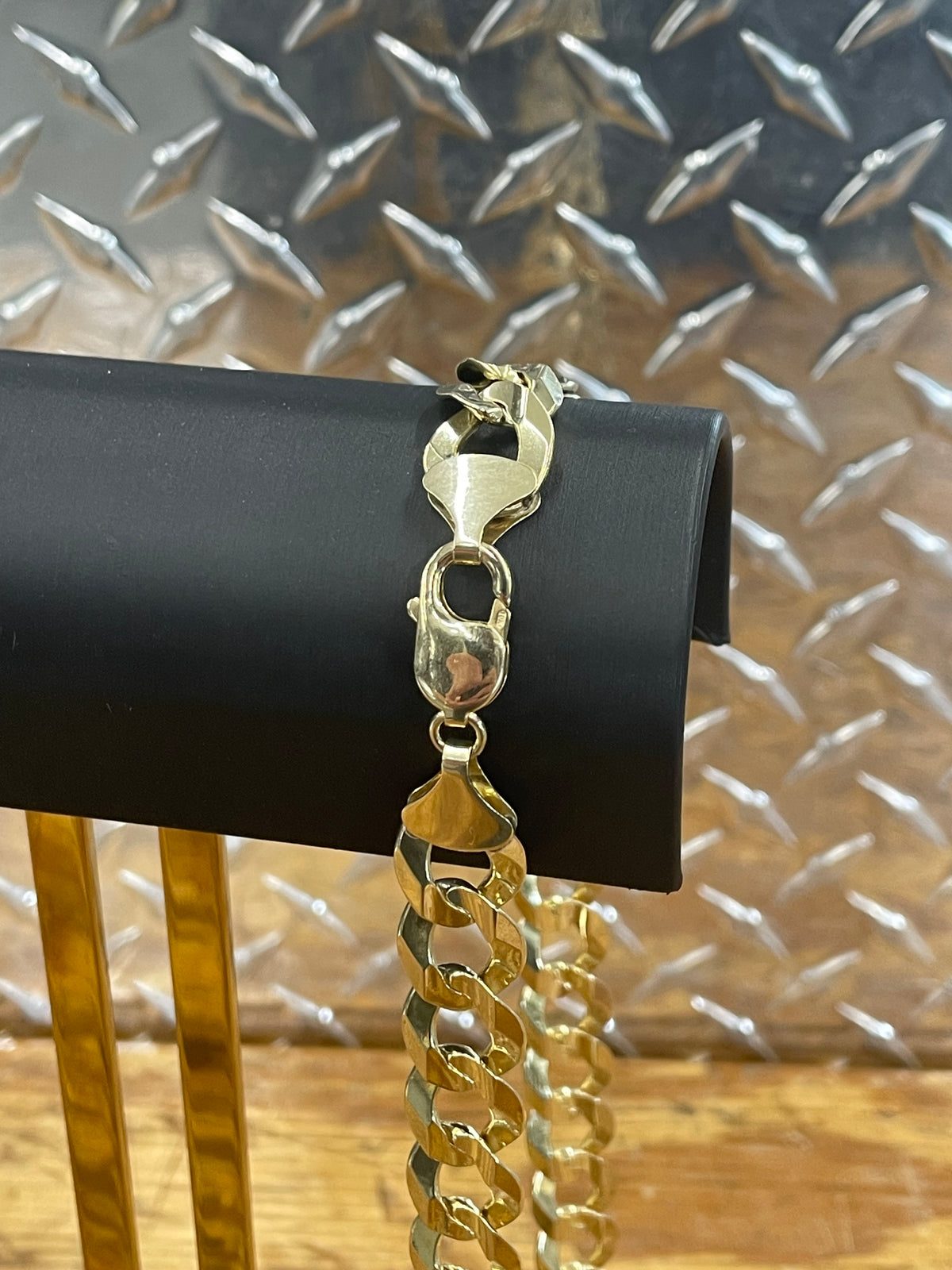 New 10K Yellow Gold Solid Curb Link Necklace