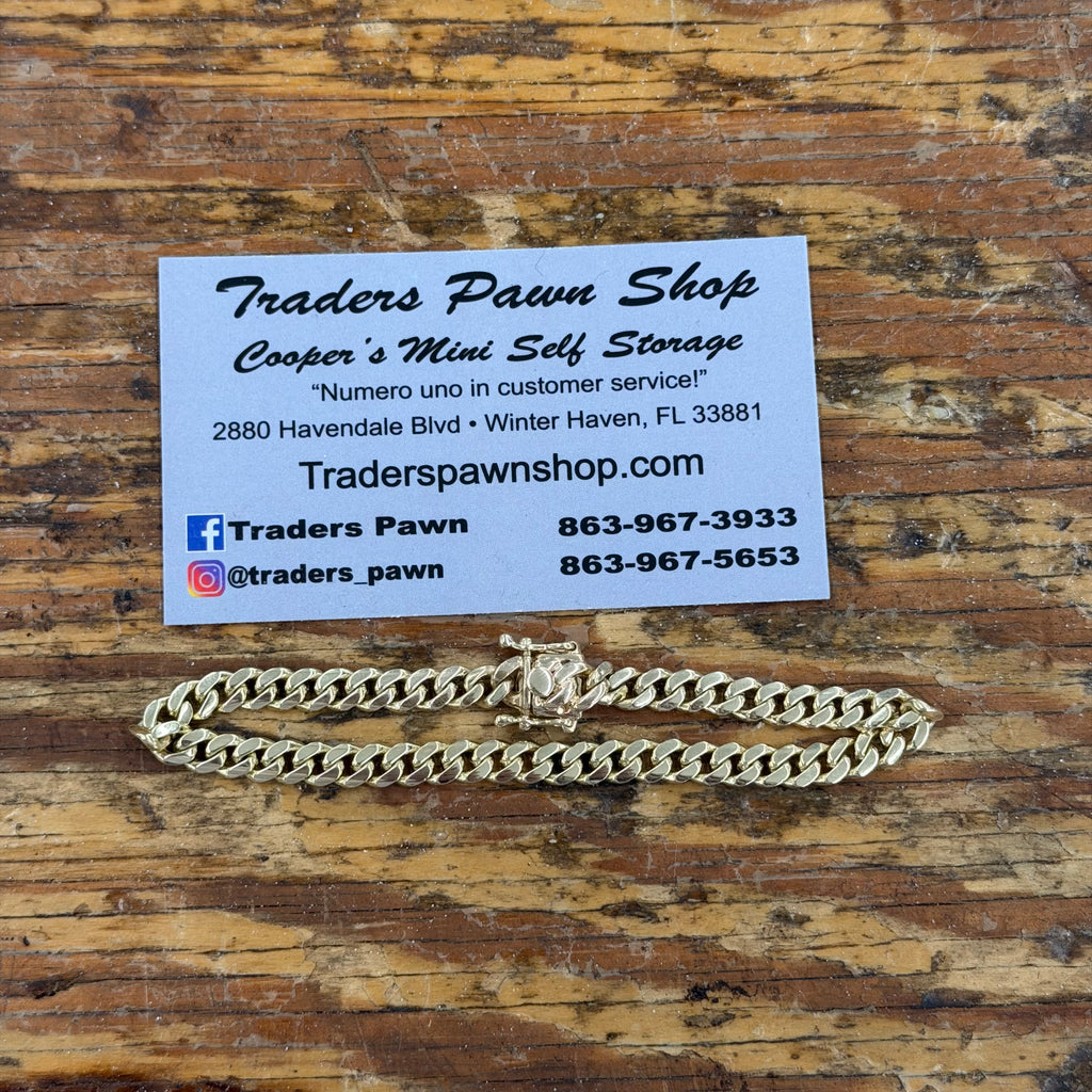 10K Yellow Gold Solid Cuban Link Bracelet