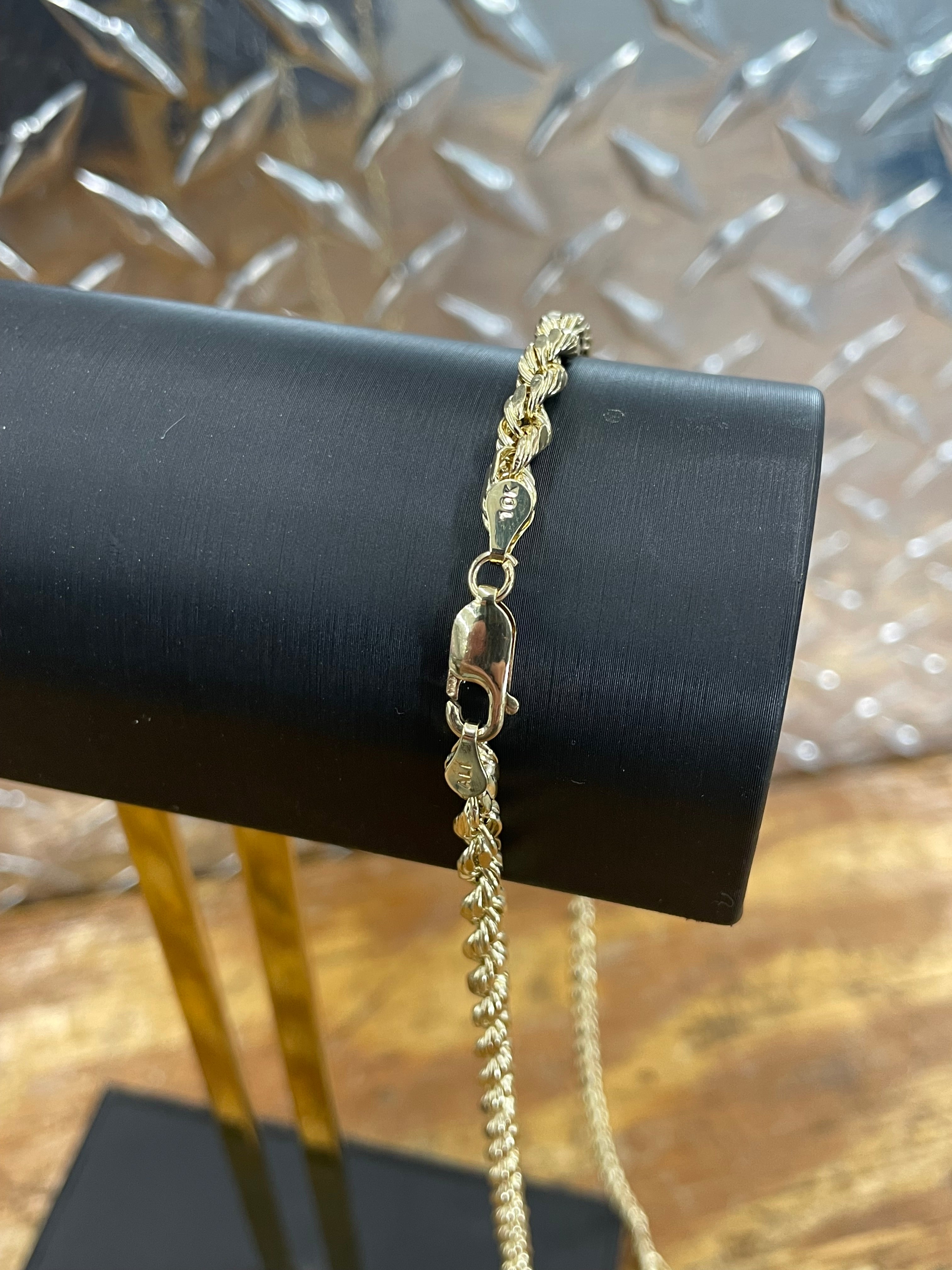 New 10K Yellow Gold Semi Solid Rope Necklace