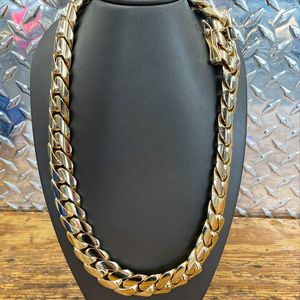10K Yellow Gold Solid Cuban Link Necklace