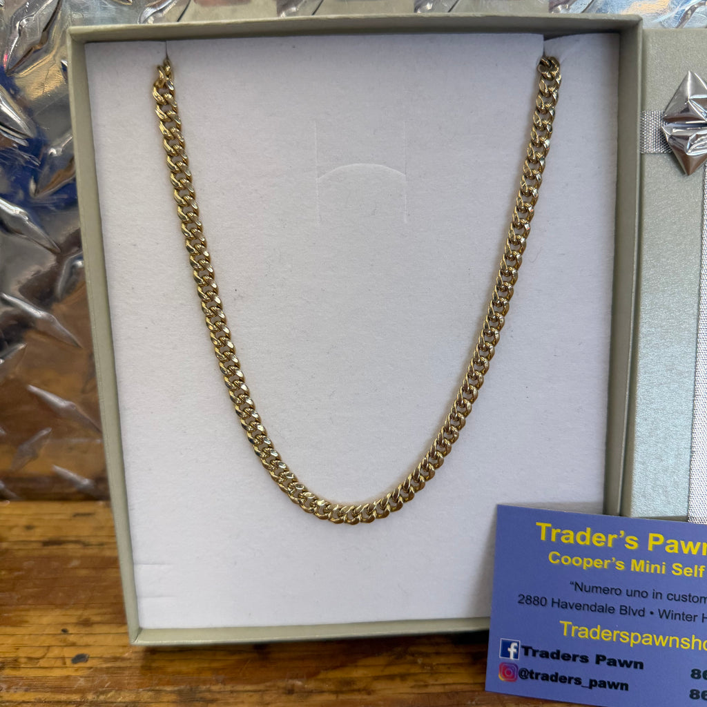 10K Yellow Gold Semi Solid Cuban Necklace