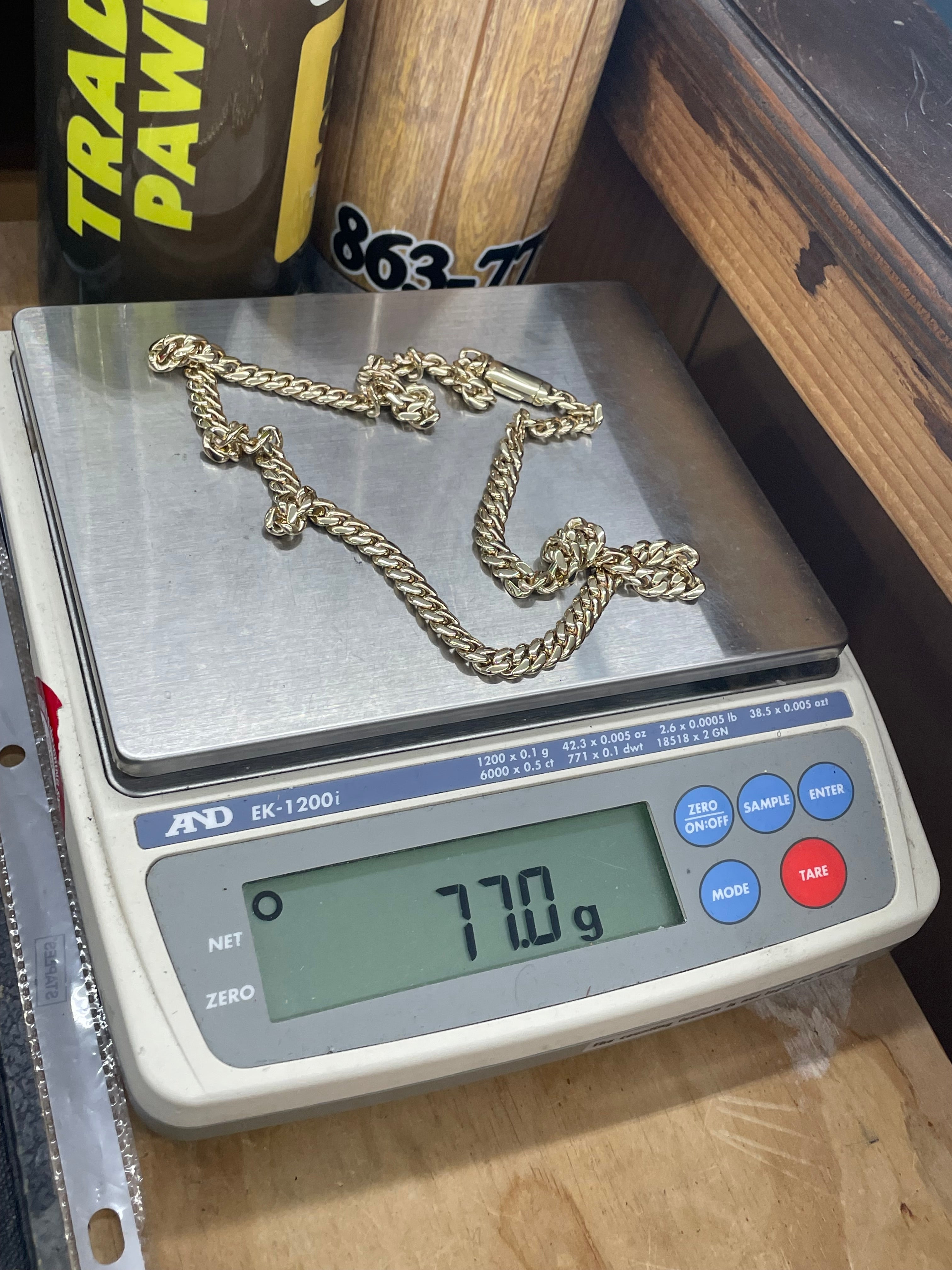 10K Yellow Gold Solid Cuban Link Necklace