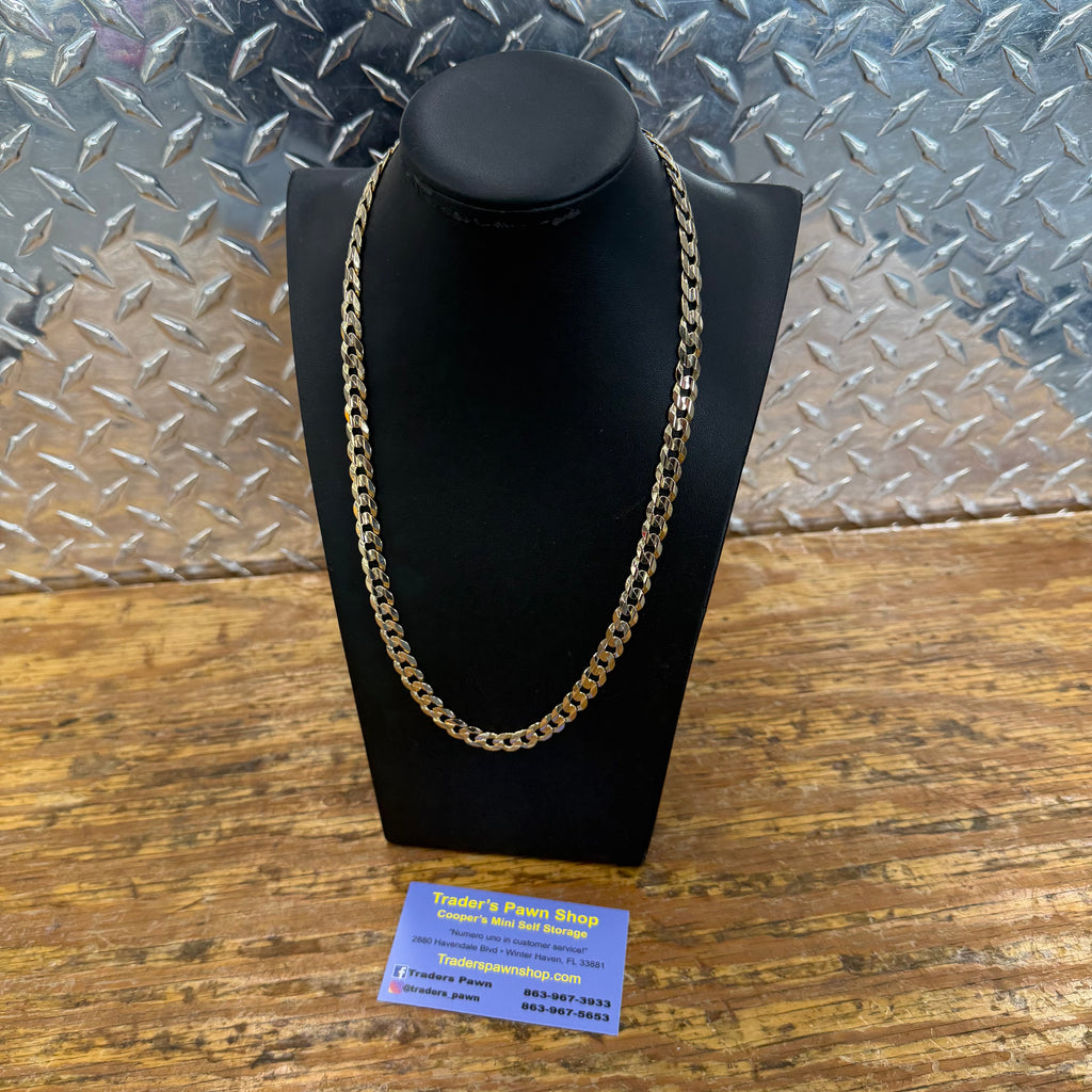 10K Yellow Gold Solid Curb Link Necklace