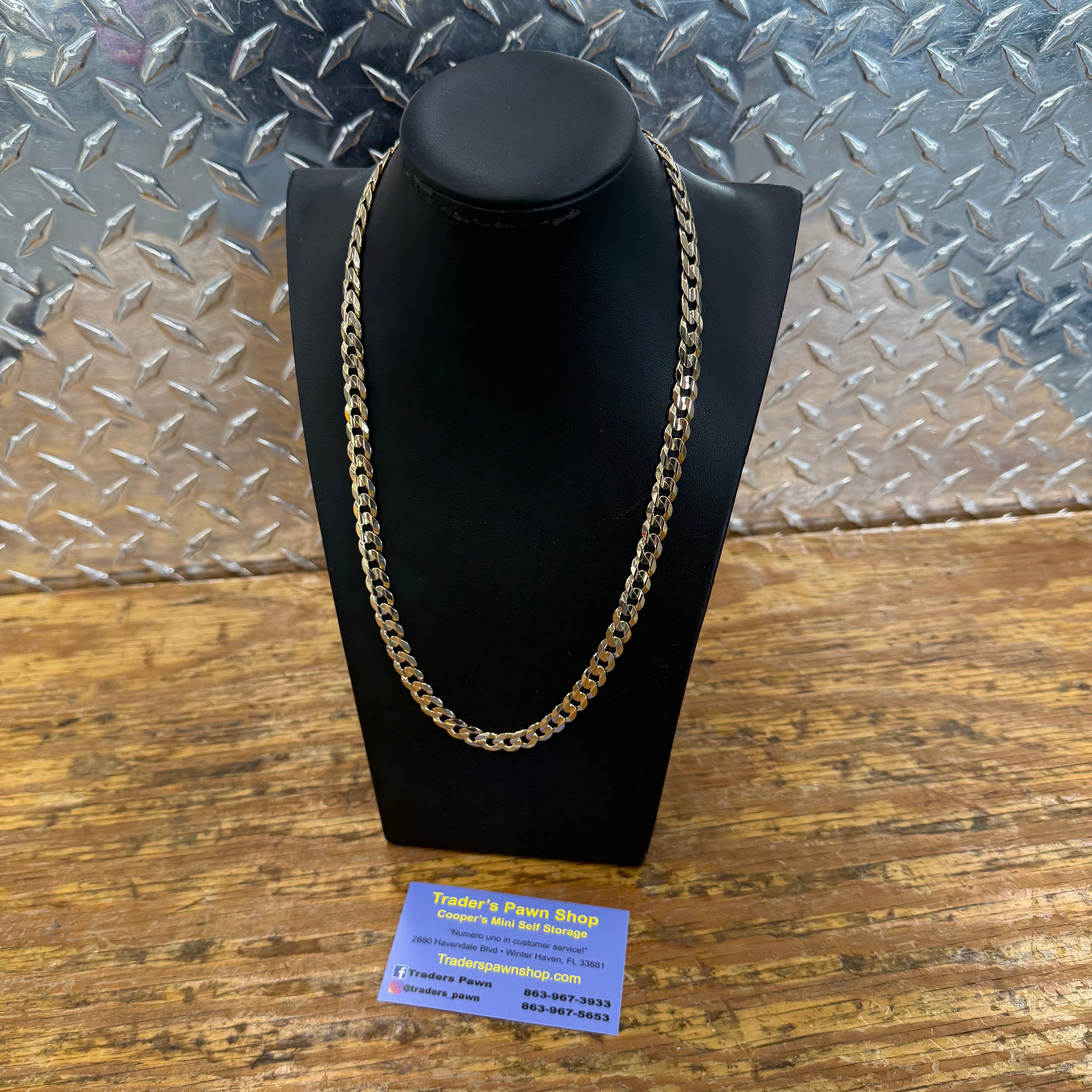 10K Yellow Gold Solid Curb Link Necklace
