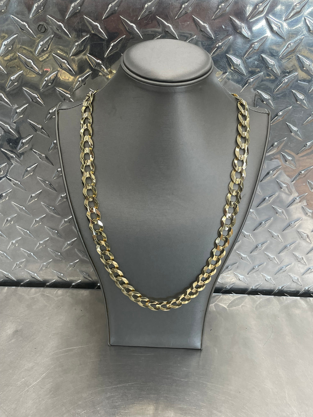 New 10K Yellow Gold Solid Curb Link Necklace