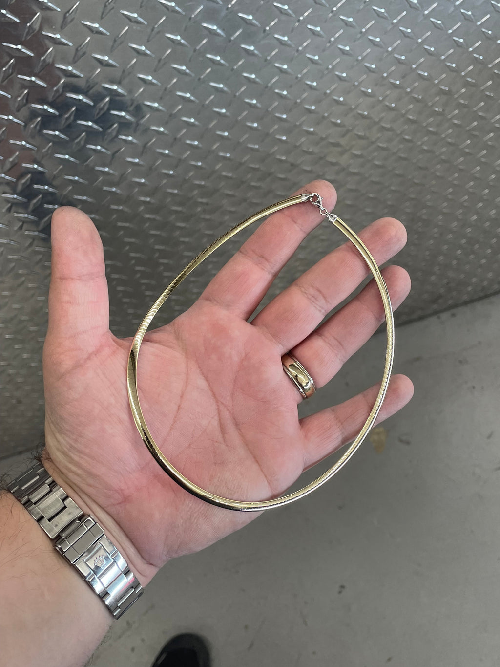 10K Two Tone Omega Necklace