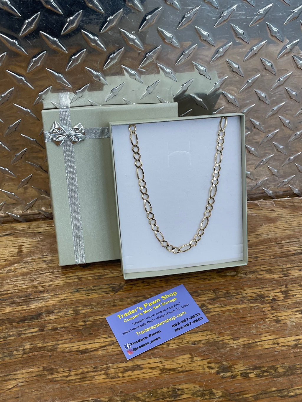 10K Yellow Gold Solid Figaro Necklace