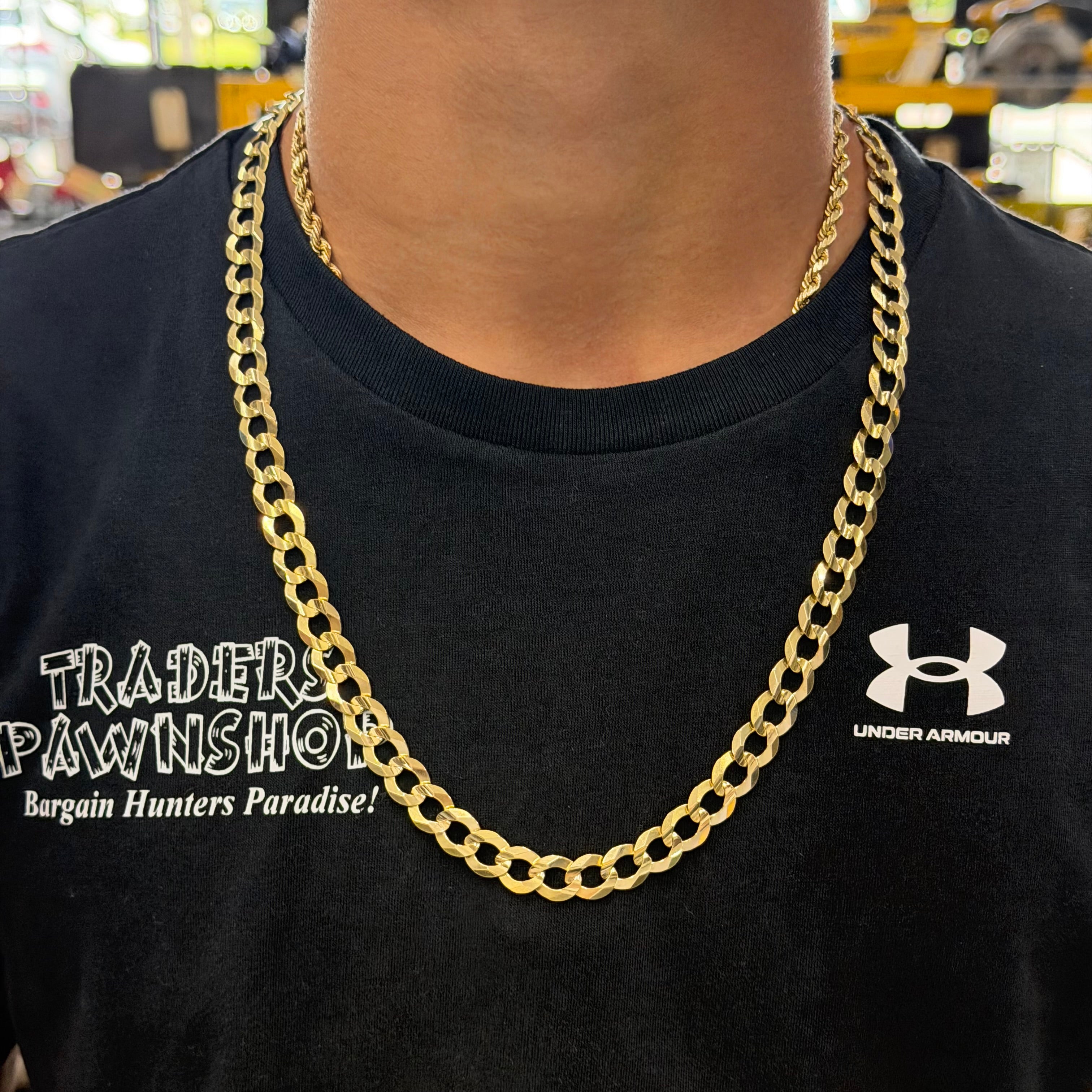 10K Yellow Gold Solid Curb Link Necklace
