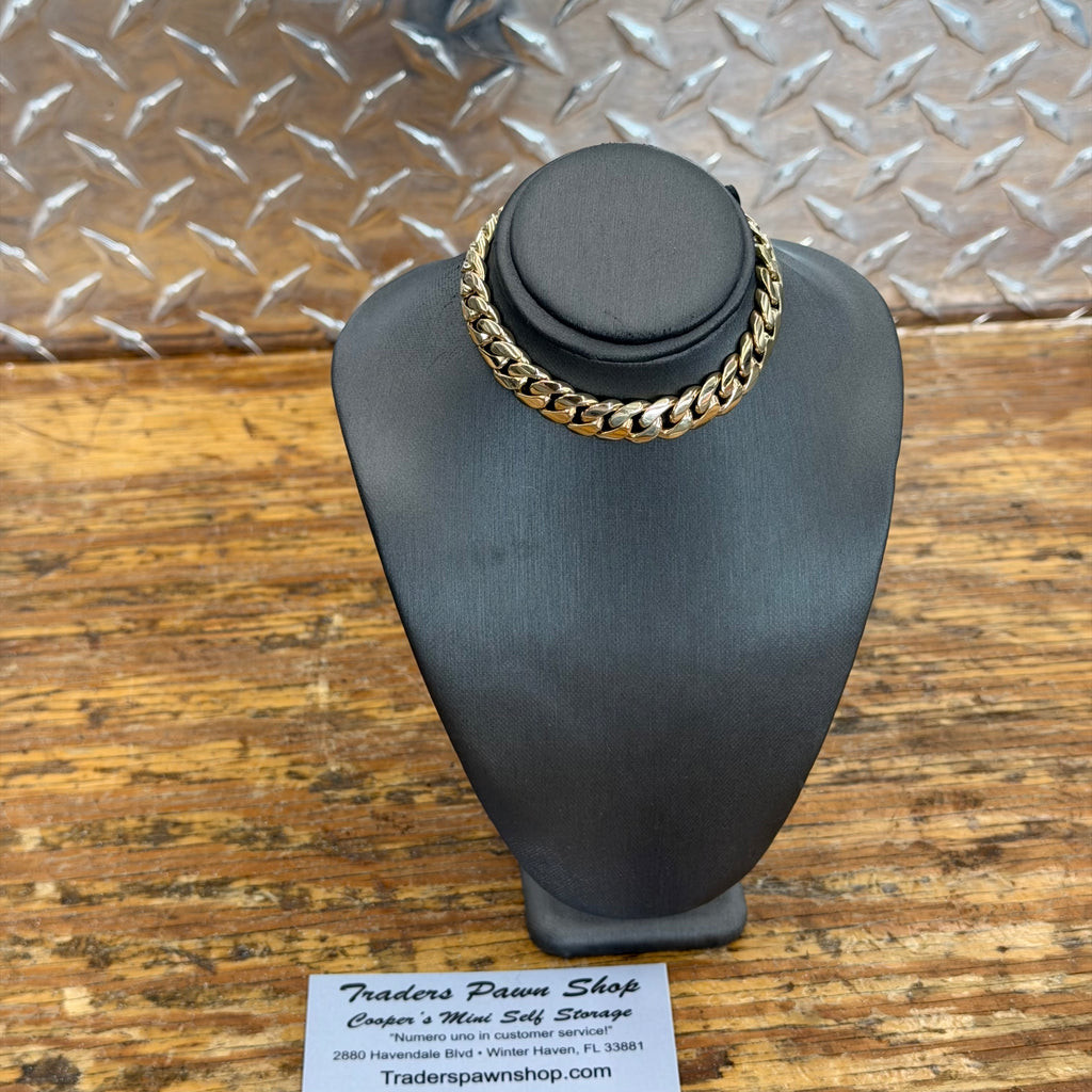 10K Yellow Gold Solid Cuban Link Bracelet