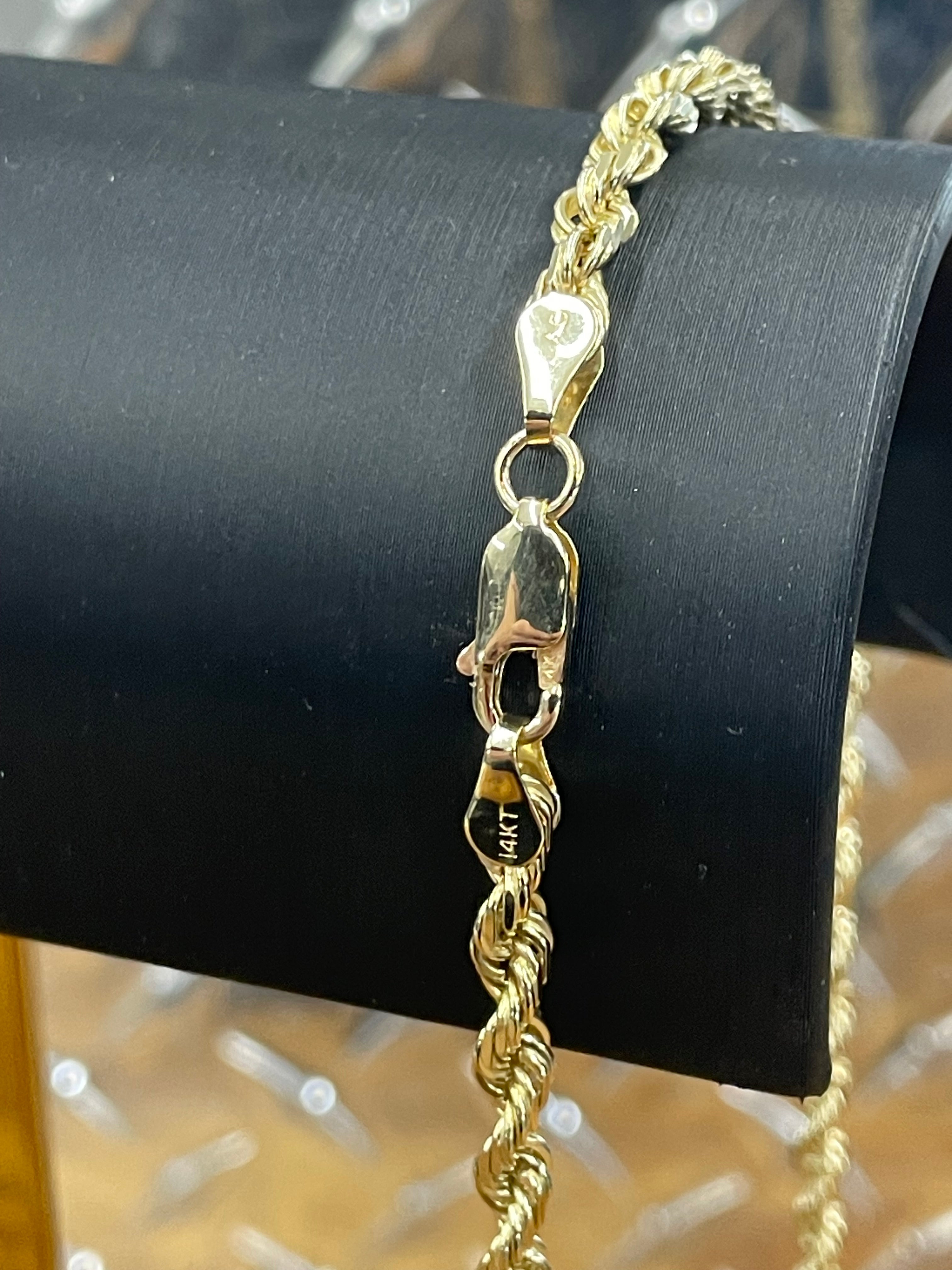 14K Yellow Gold Solid Rope Necklace