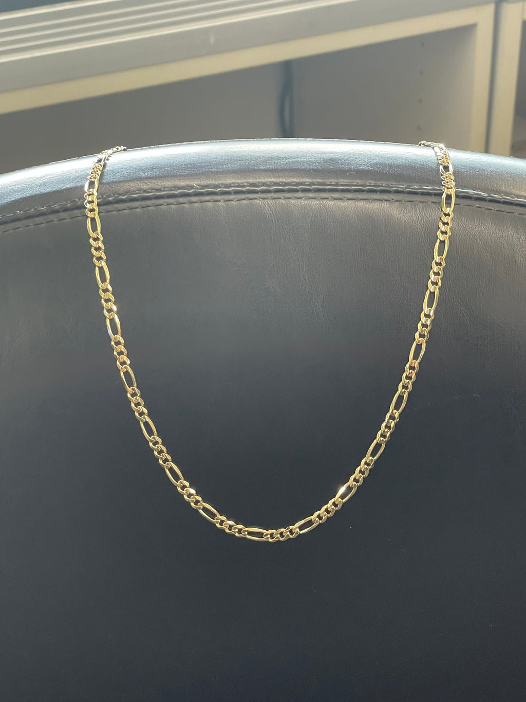 14K Solid Figaro Link Necklace