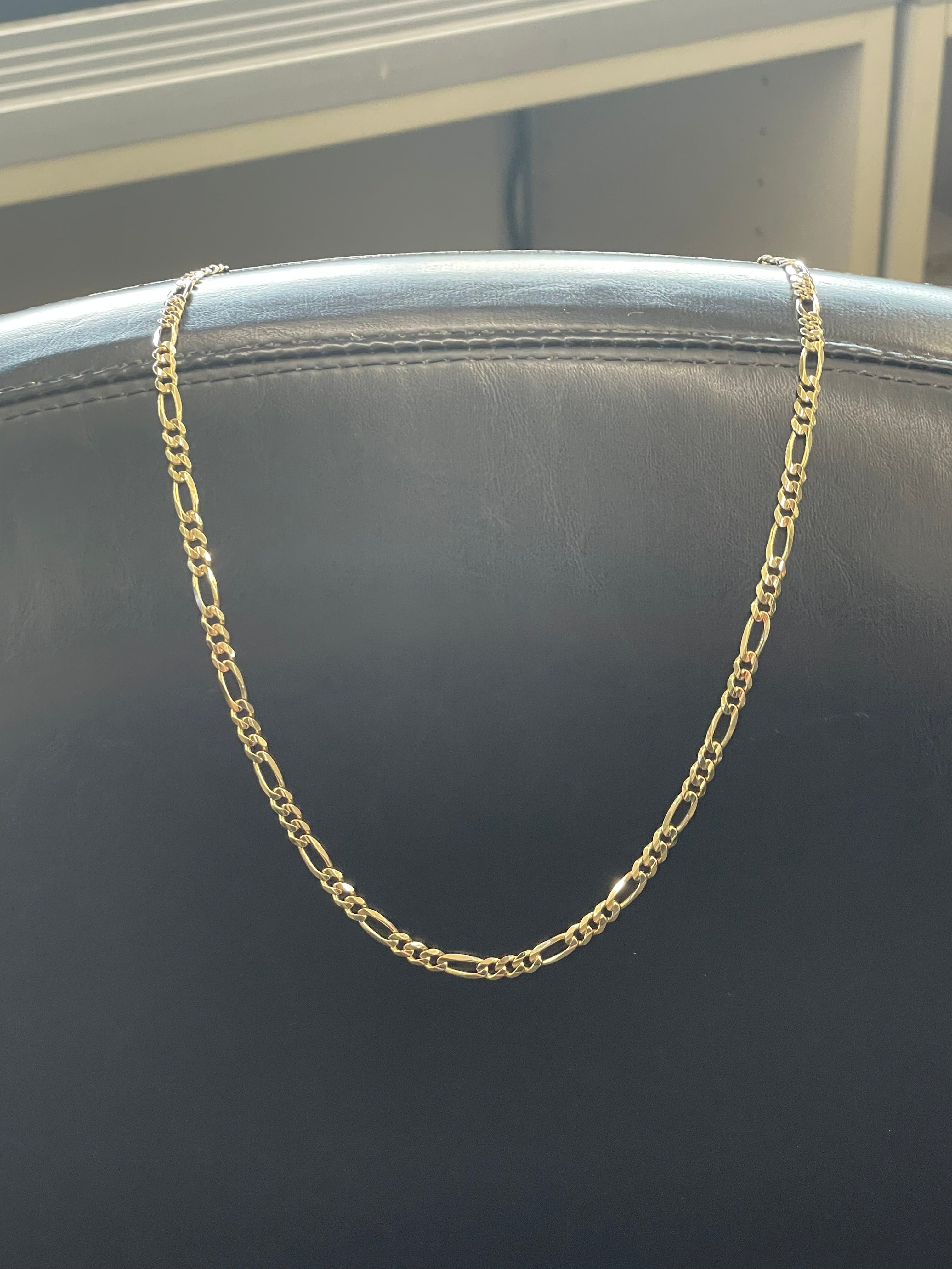 14K Solid Figaro Link Necklace