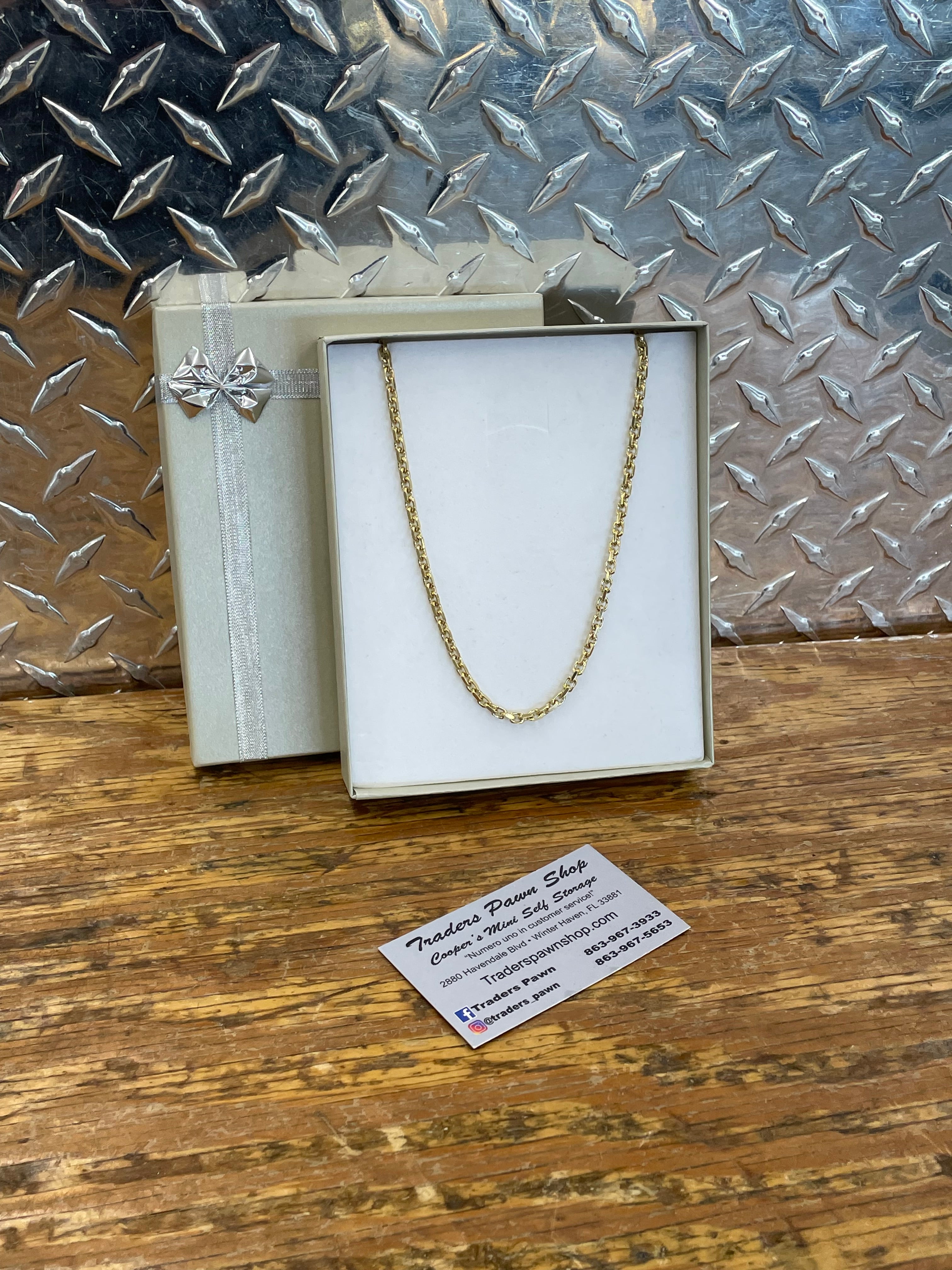 New 10K Yellow Gold Solid Anchor Link Necklace