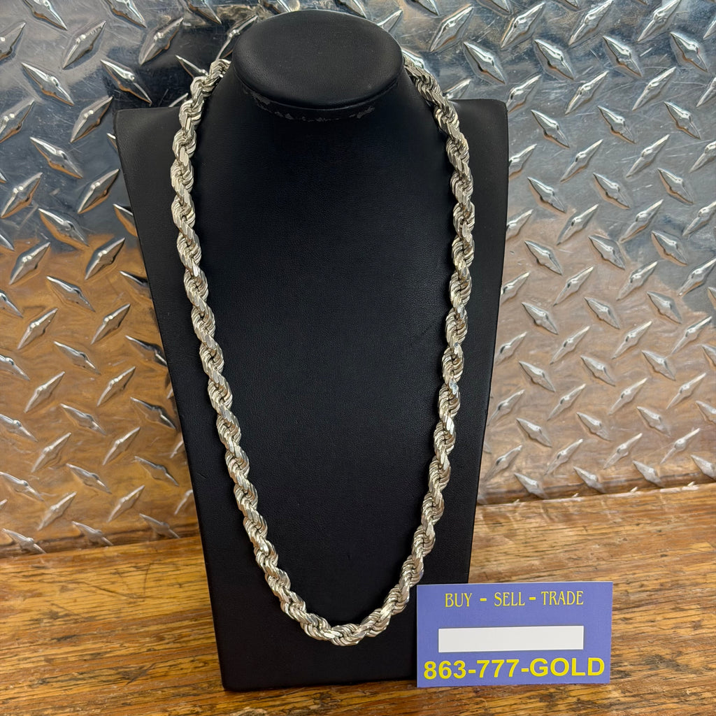 925 Sterling Silver Solid Rope Necklace