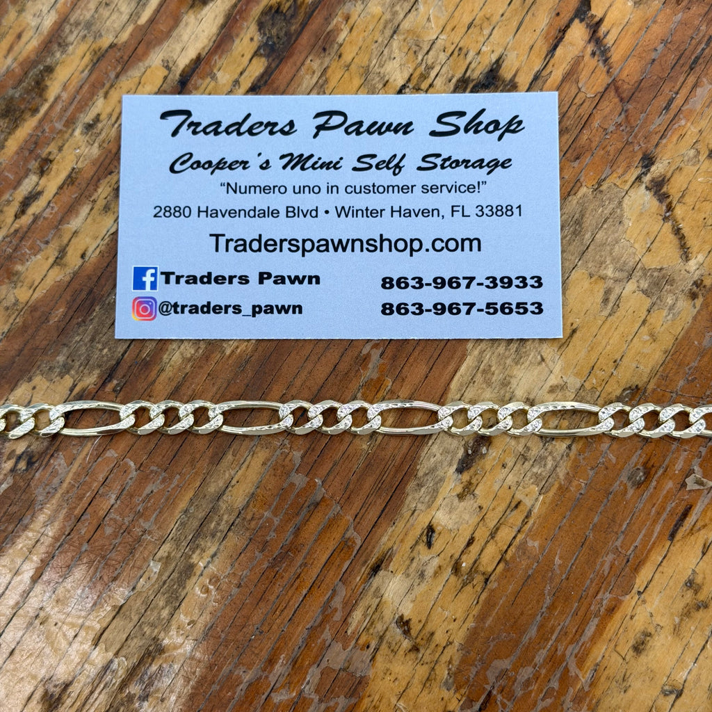 14K Yellow Gold Diamond Cut Figaro Bracelet