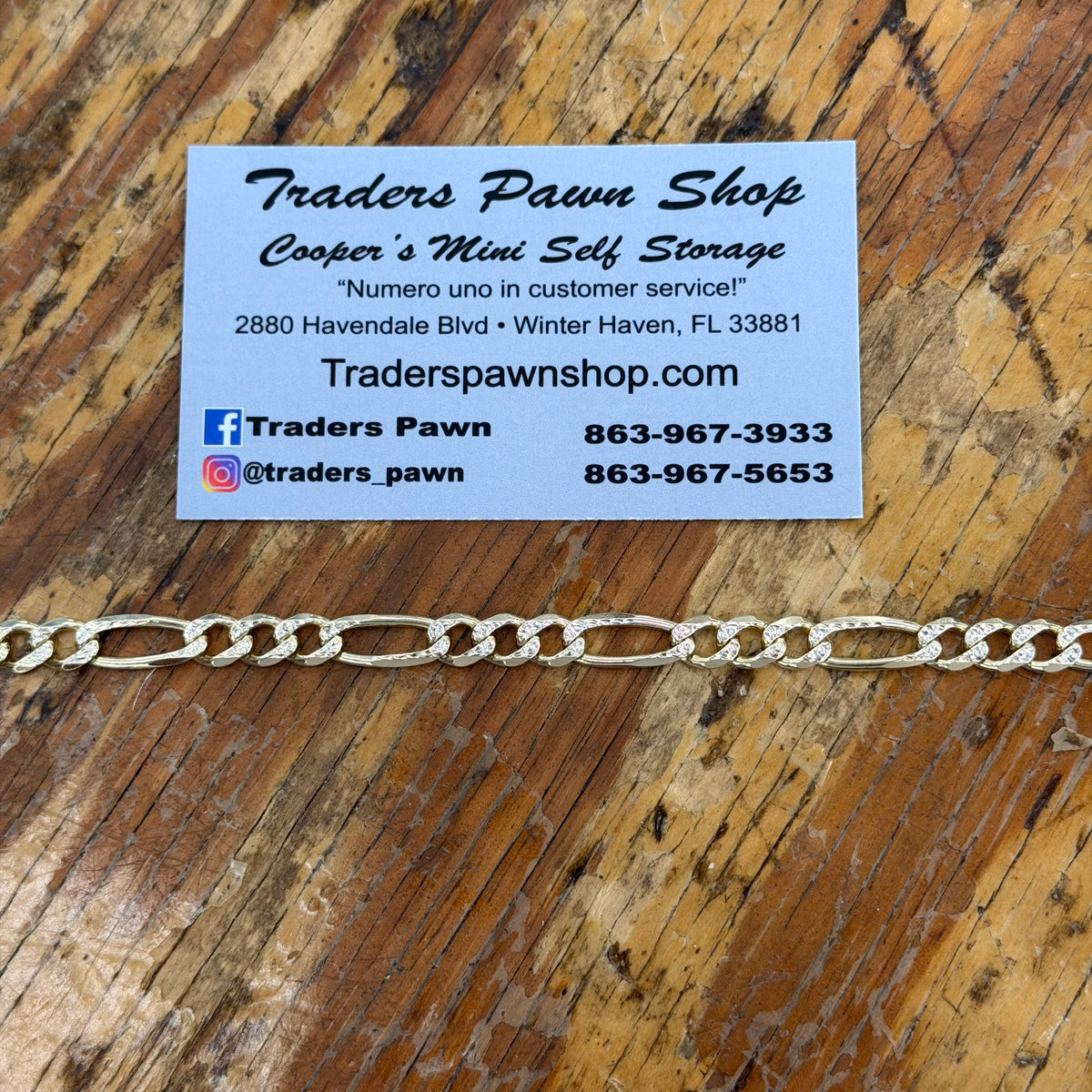 14K Yellow Gold Diamond Cut Figaro Bracelet