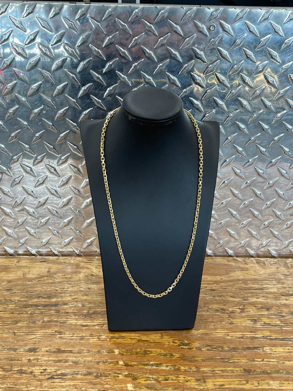 New 10K Yellow Gold Solid Anchor Link Necklace