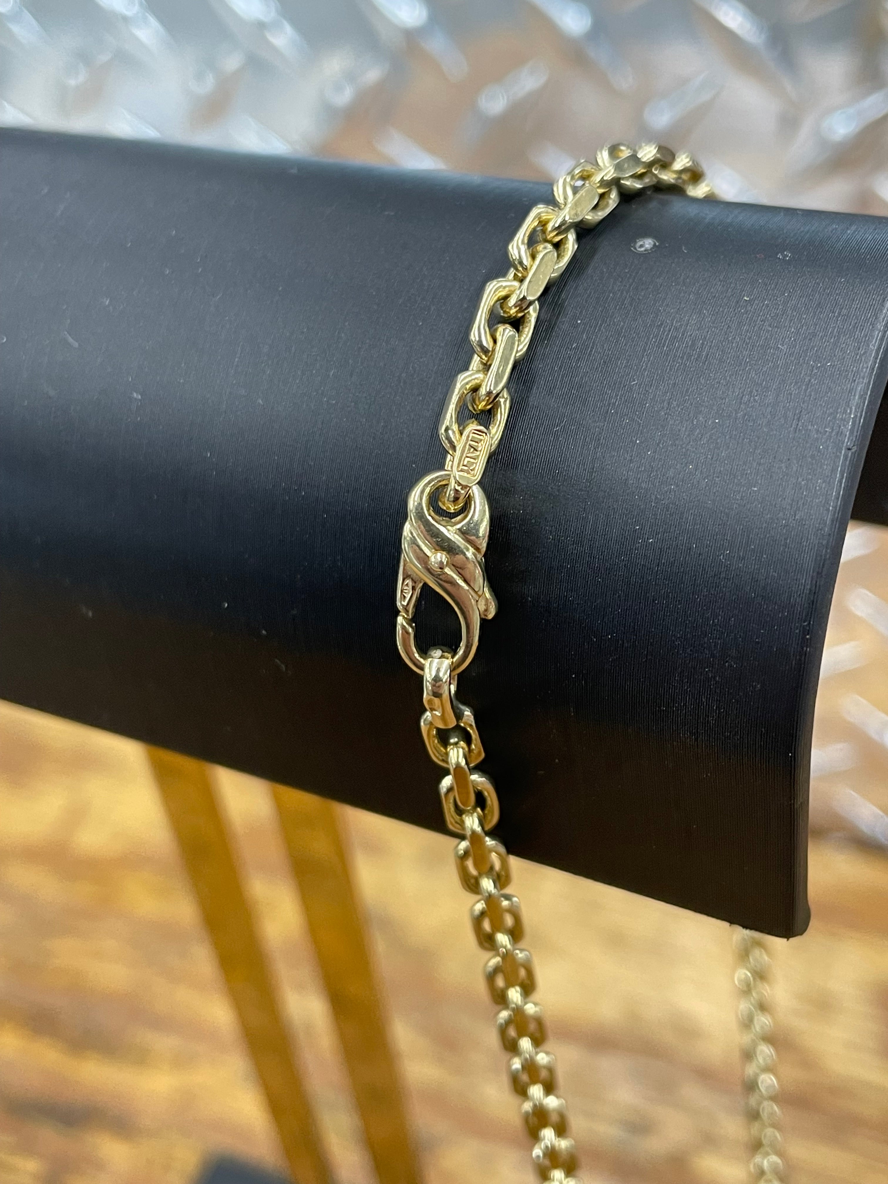 New 10K Yellow Gold Solid Anchor Link Necklace