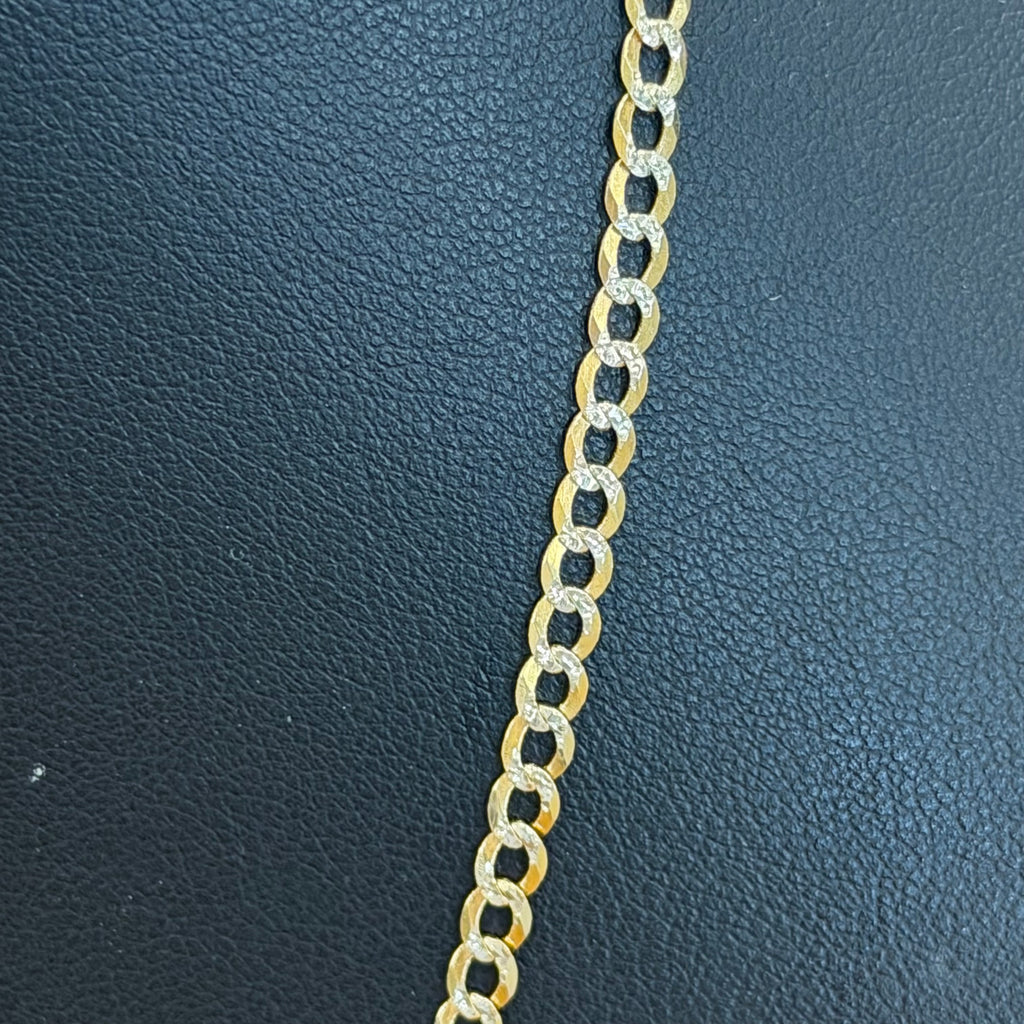 14K Yellow Gold Solid Diamond Cut Curb Link Necklace