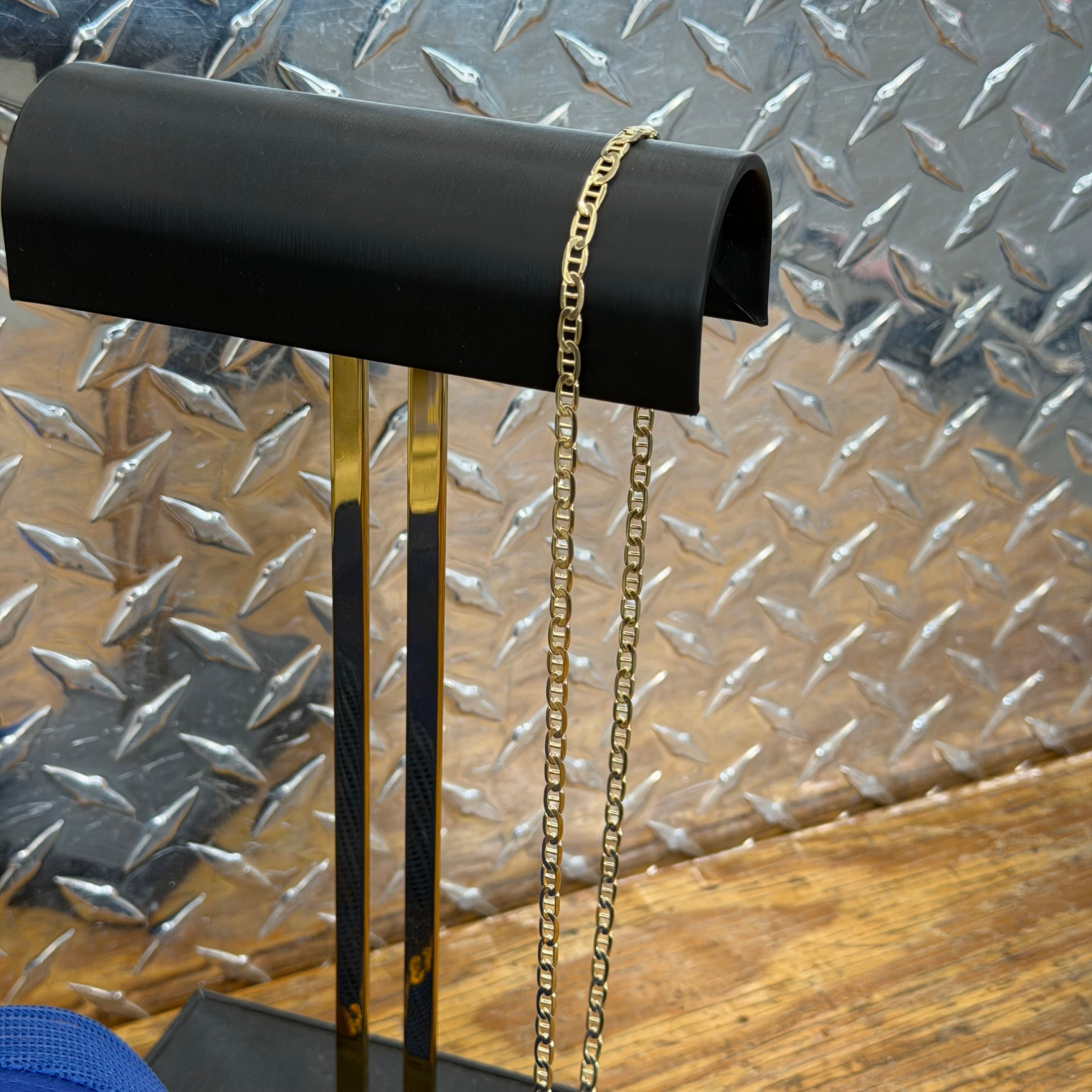 10K Yellow Gold Solid Mariner Link Necklace