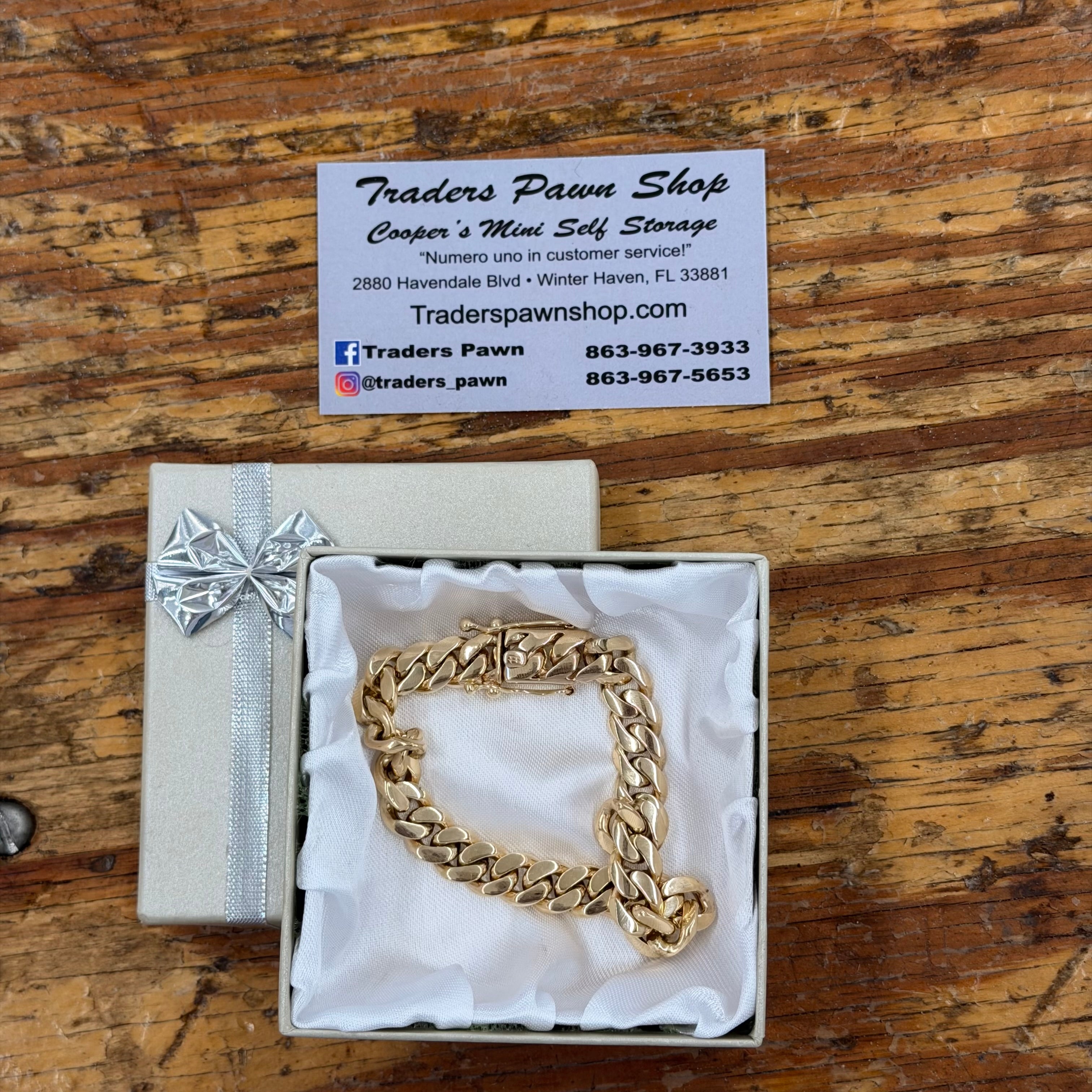 10K Yellow Gold Solid Cuban Link Bracelet