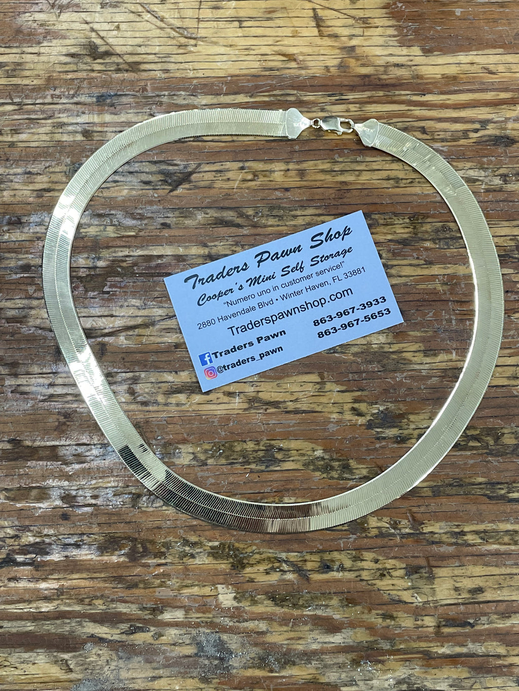 10K Yellow Gold Solid Herringbone Necklace