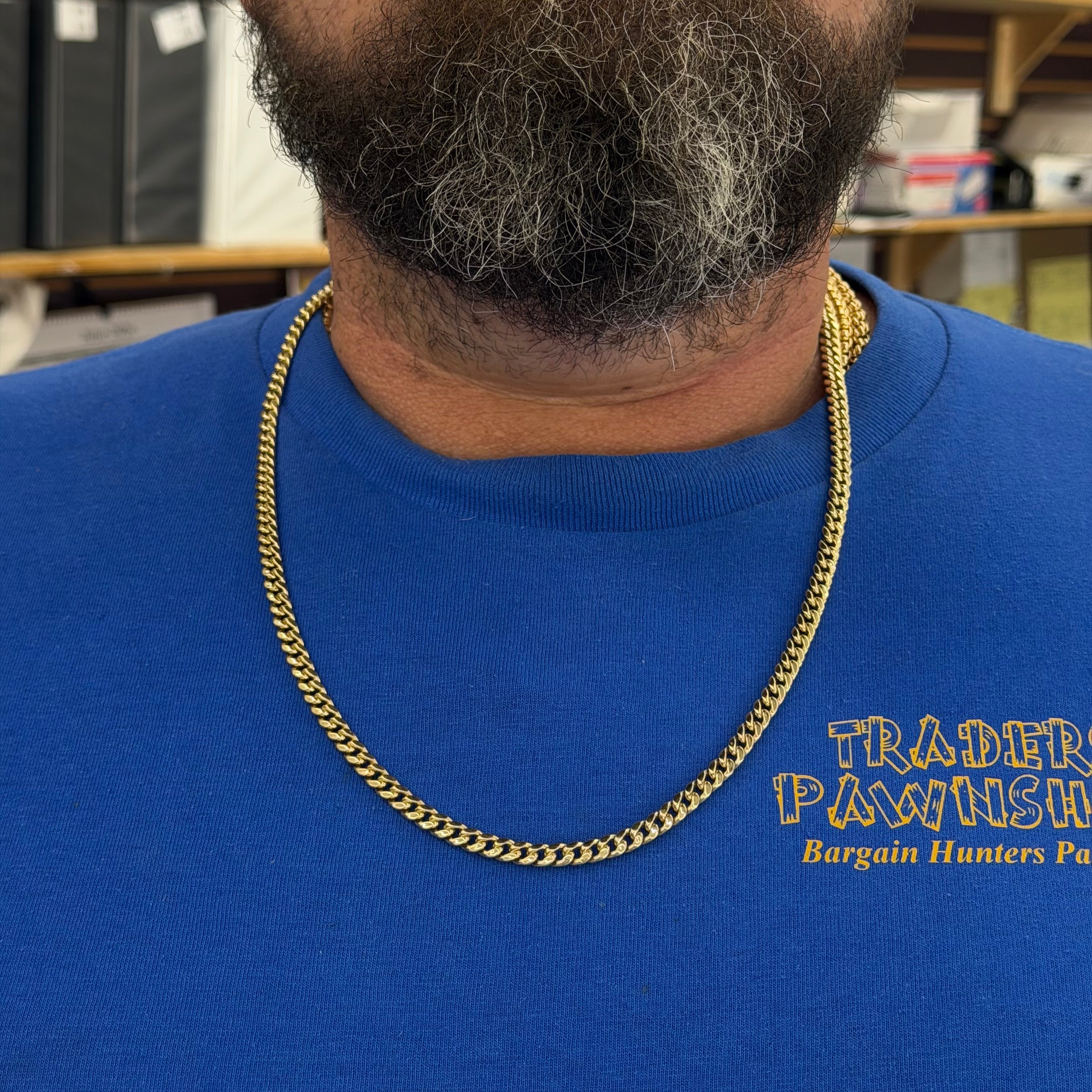 10K Yellow Gold Semi Solid Cuban Necklace