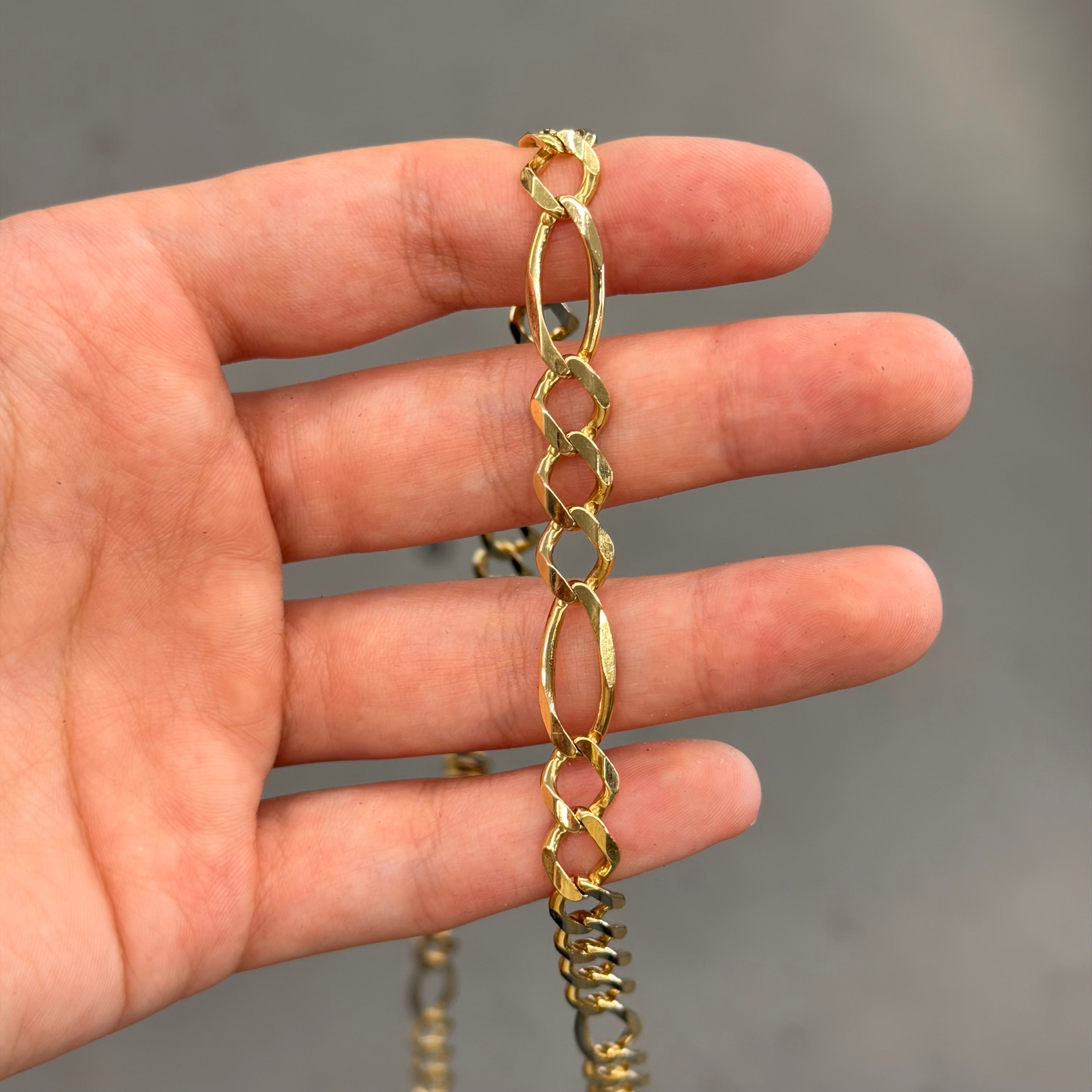 14K Yellow Gold Solid Figaro Necklace