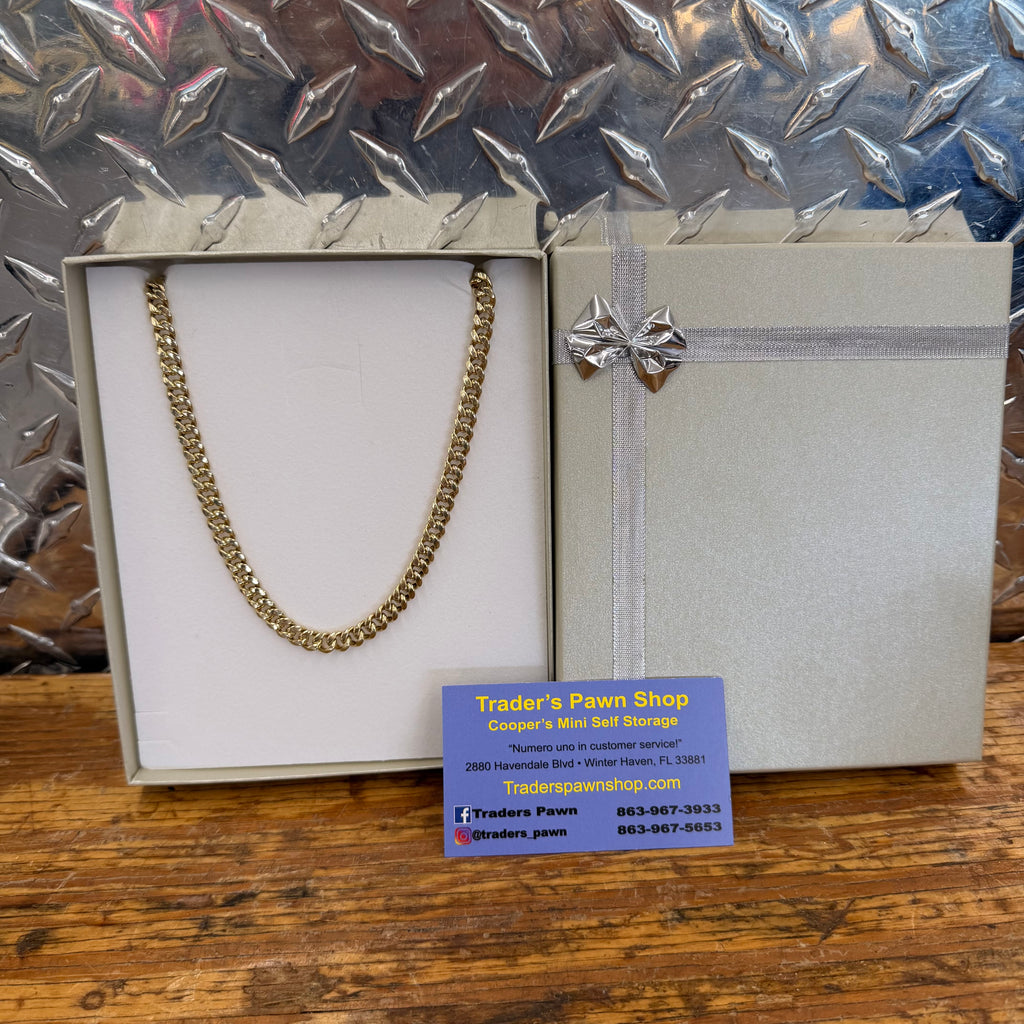 10K Yellow Gold Semi Solid Cuban Link Necklace