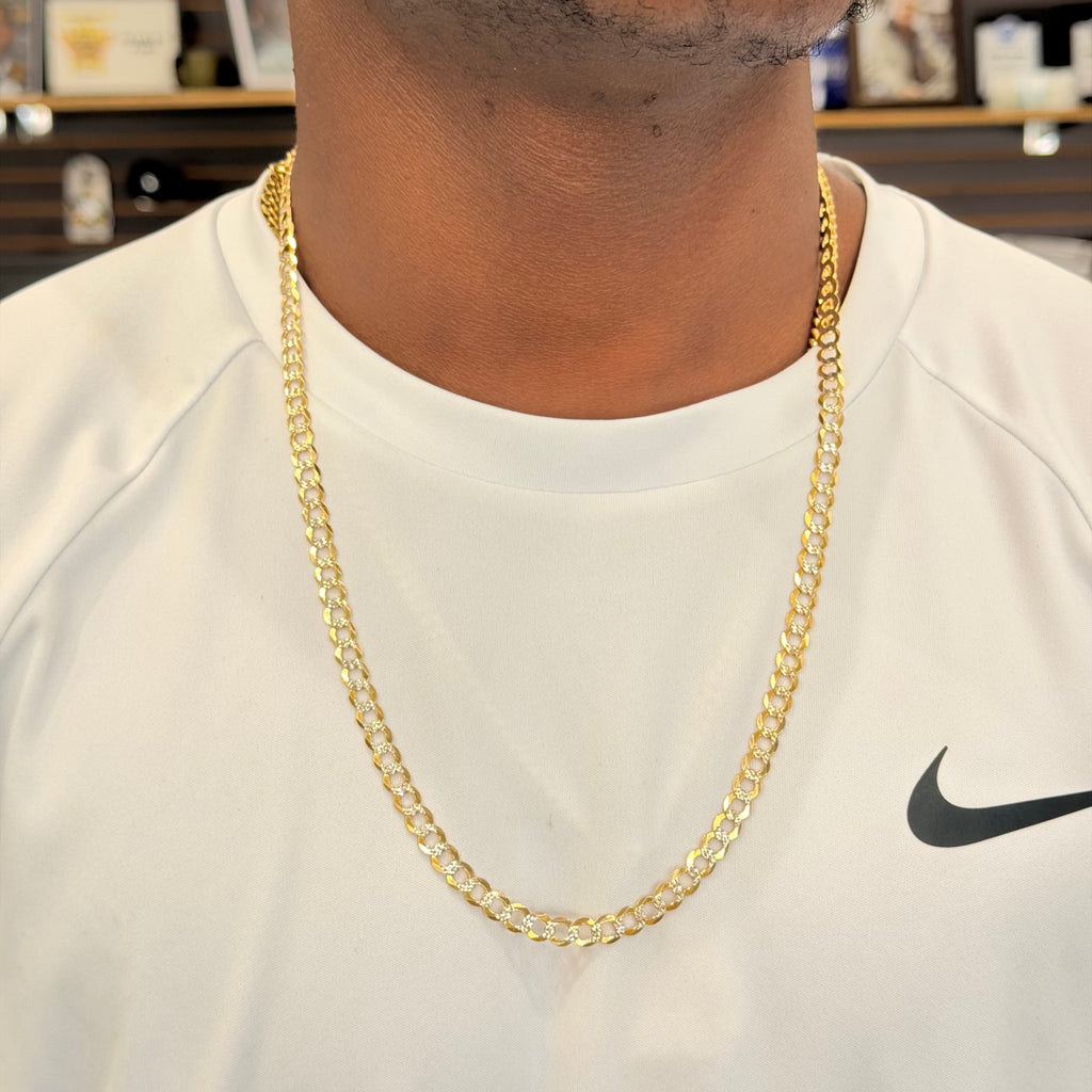 10K Yellow Gold Diamond Cut Curb Link