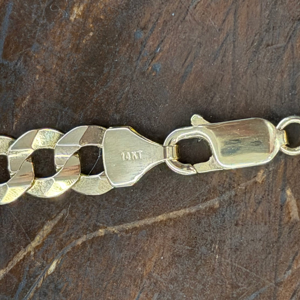 14K Yellow Gold Solid Curb Link Bracelet