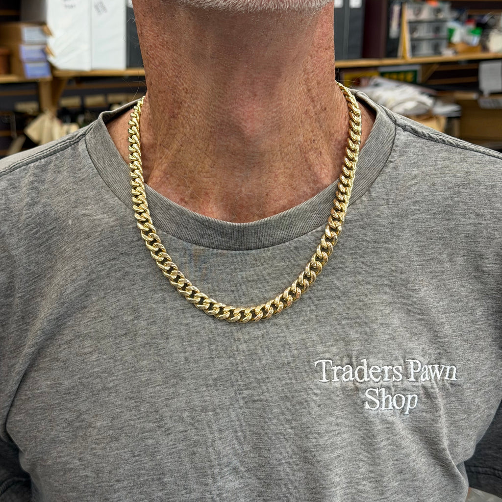 10K Yellow Gold Semi Solid Cuban Necklace