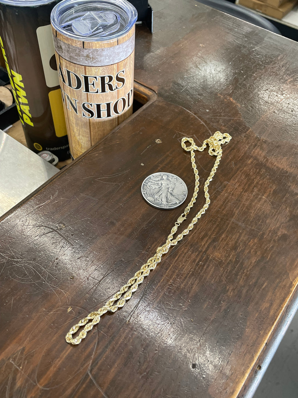 14K Yellow Gold Solid Rope Necklace