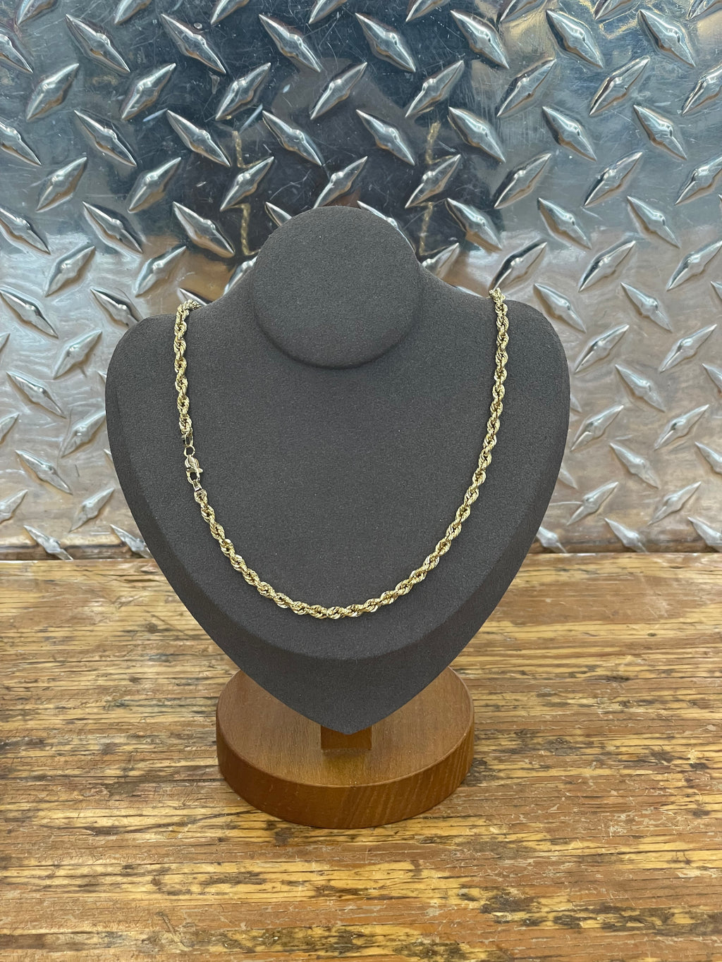 10K Yellow Gold Semi Solid Rope Necklace