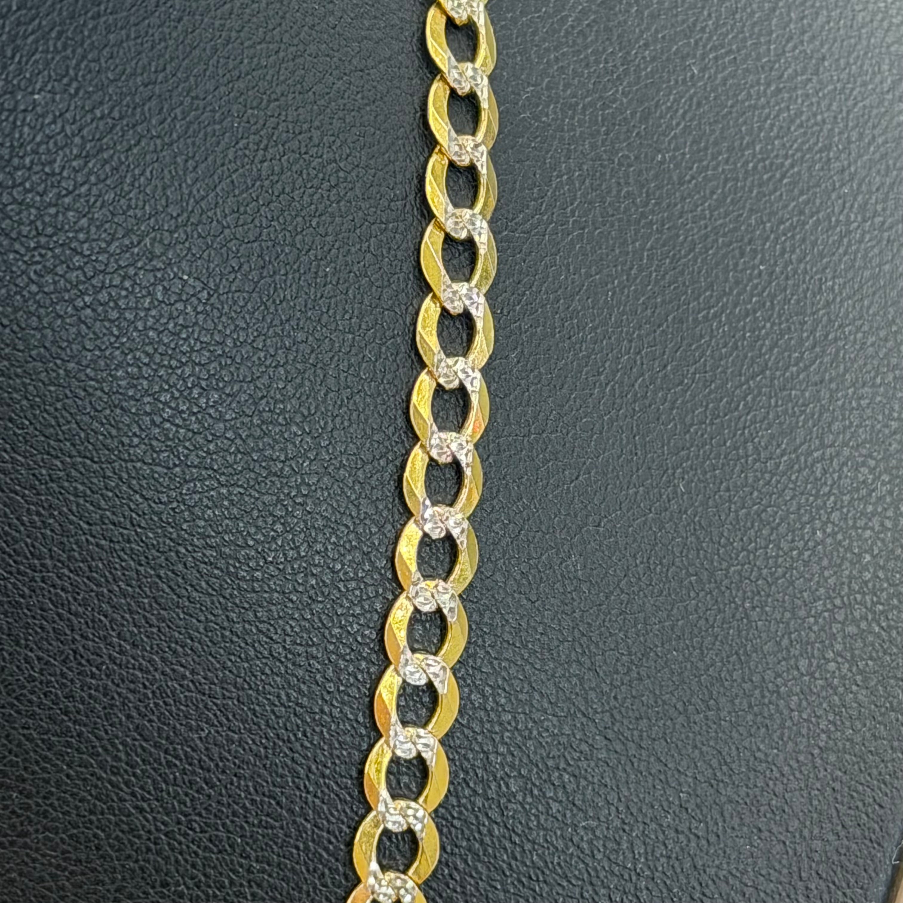 10K Yellow Gold Diamond Cut Solid Curb Link Necklace