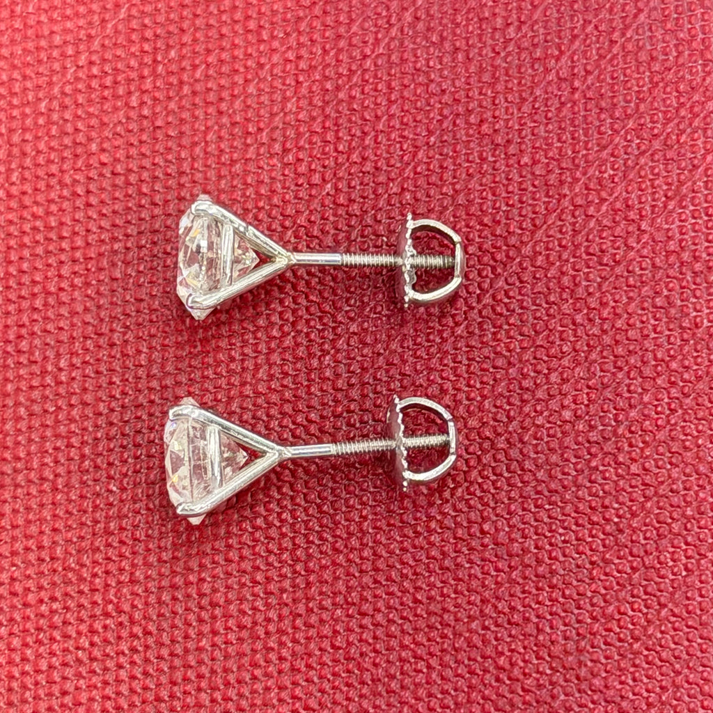 14K White Gold Natural Diamond Studs 4.03 CT TW