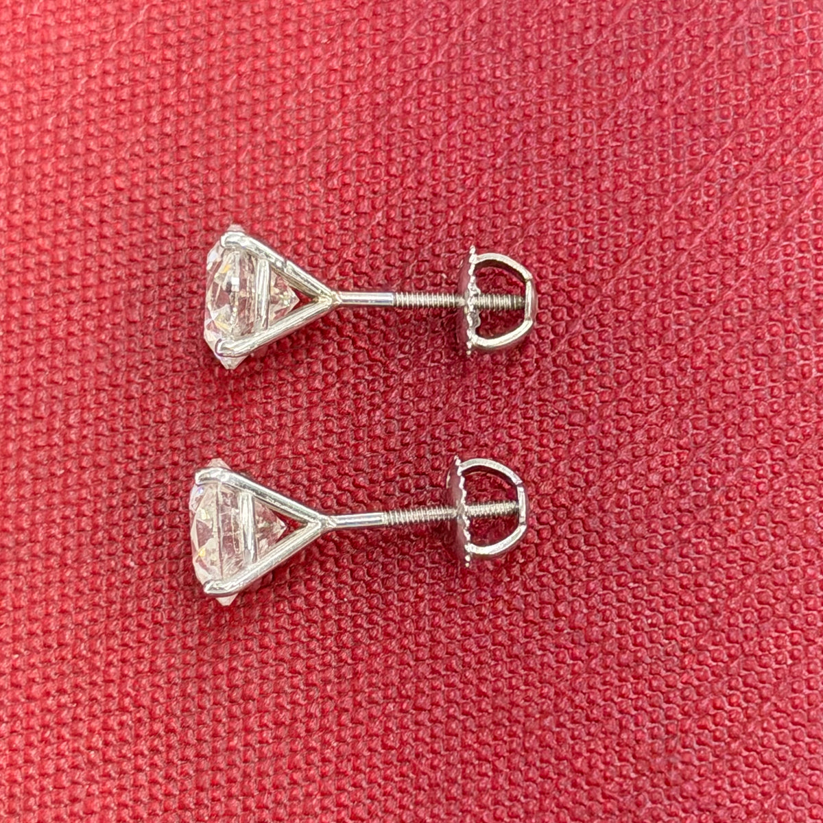 14K White Gold Natural Diamond Studs 4.03 CT TW