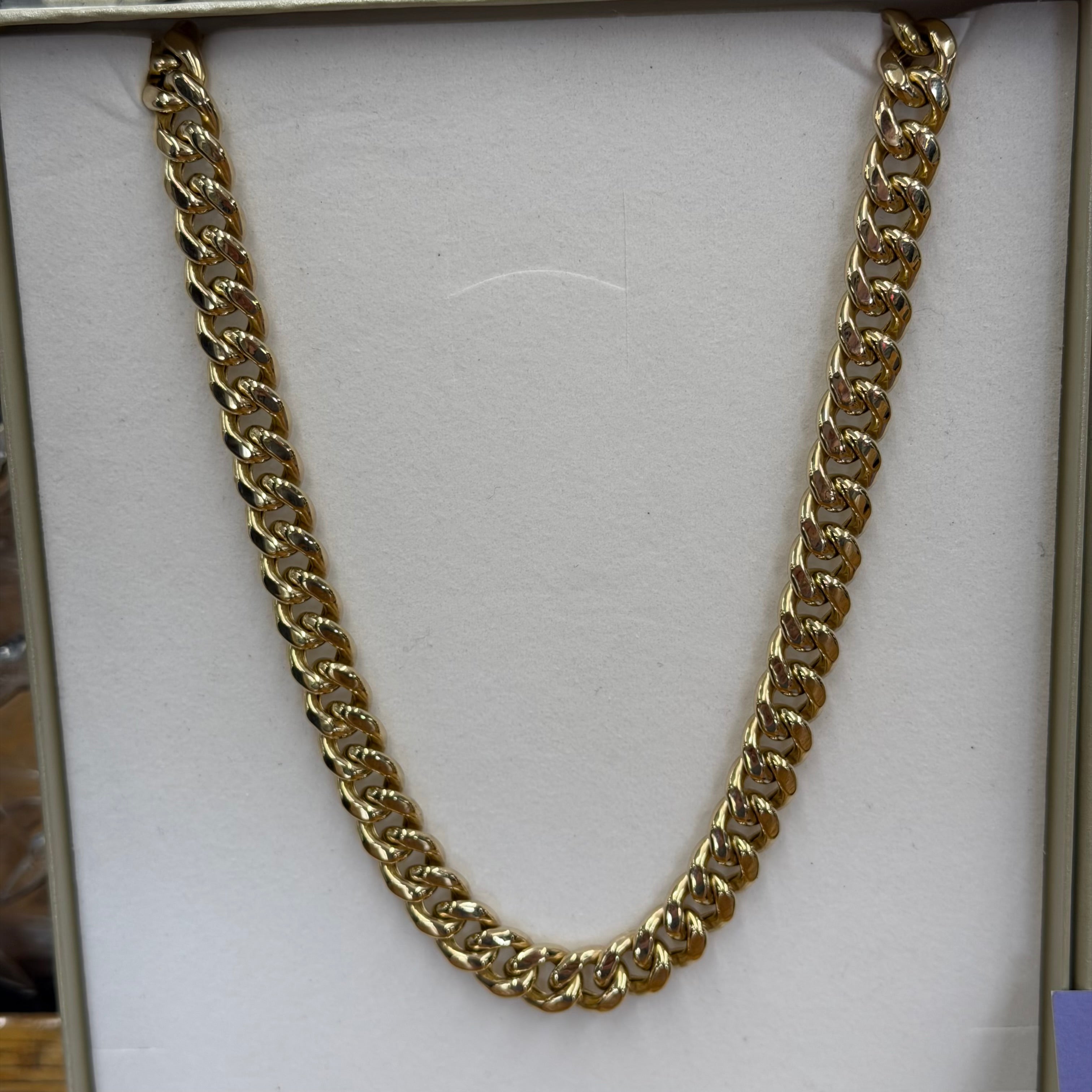 10K Yellow Gold Semi Solid Cuban Necklace