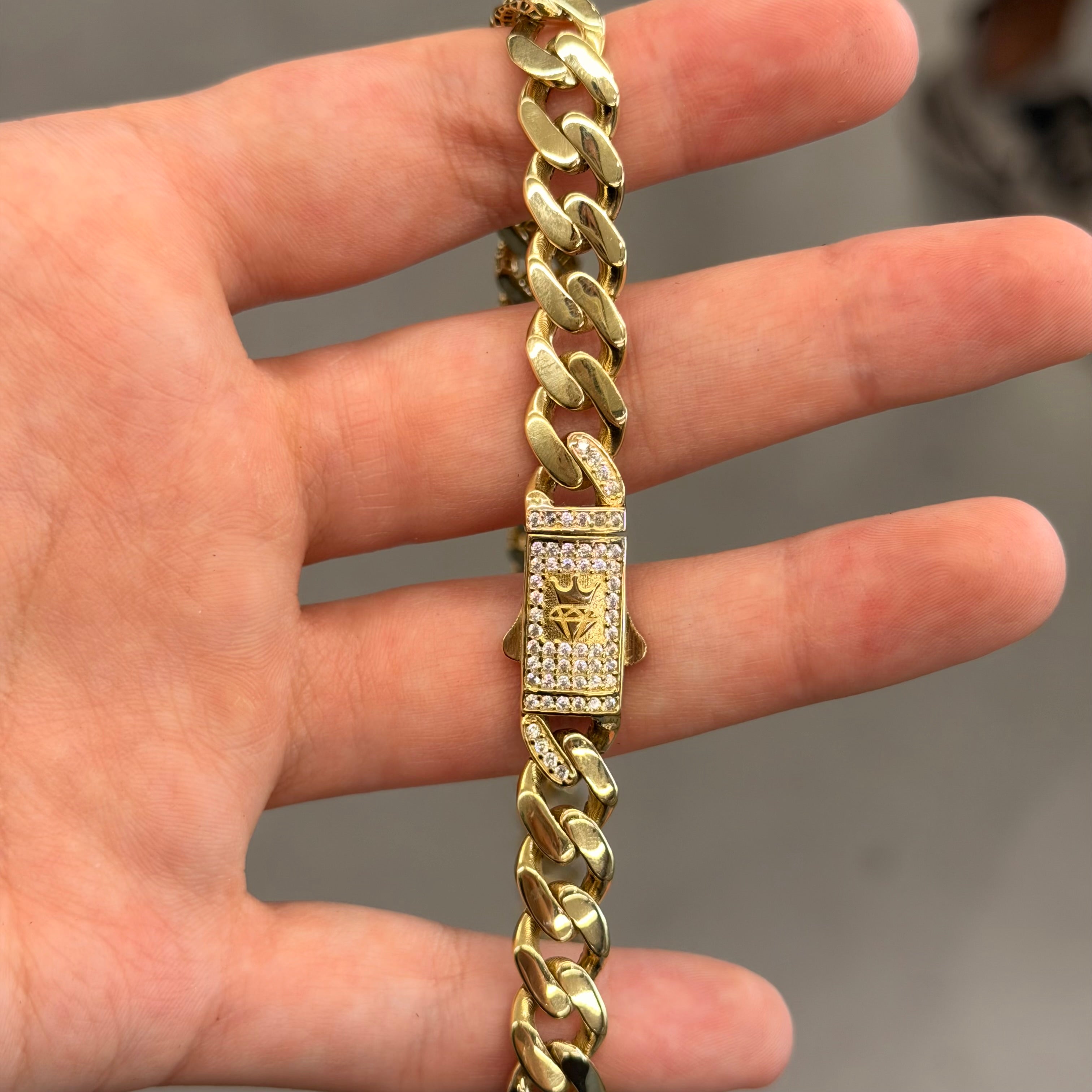 14K Yellow Gold Semi Solid Monaco Necklace With CZ Clasp