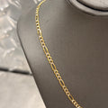 14K Yellow Gold Diamond Cut Figaro Necklace